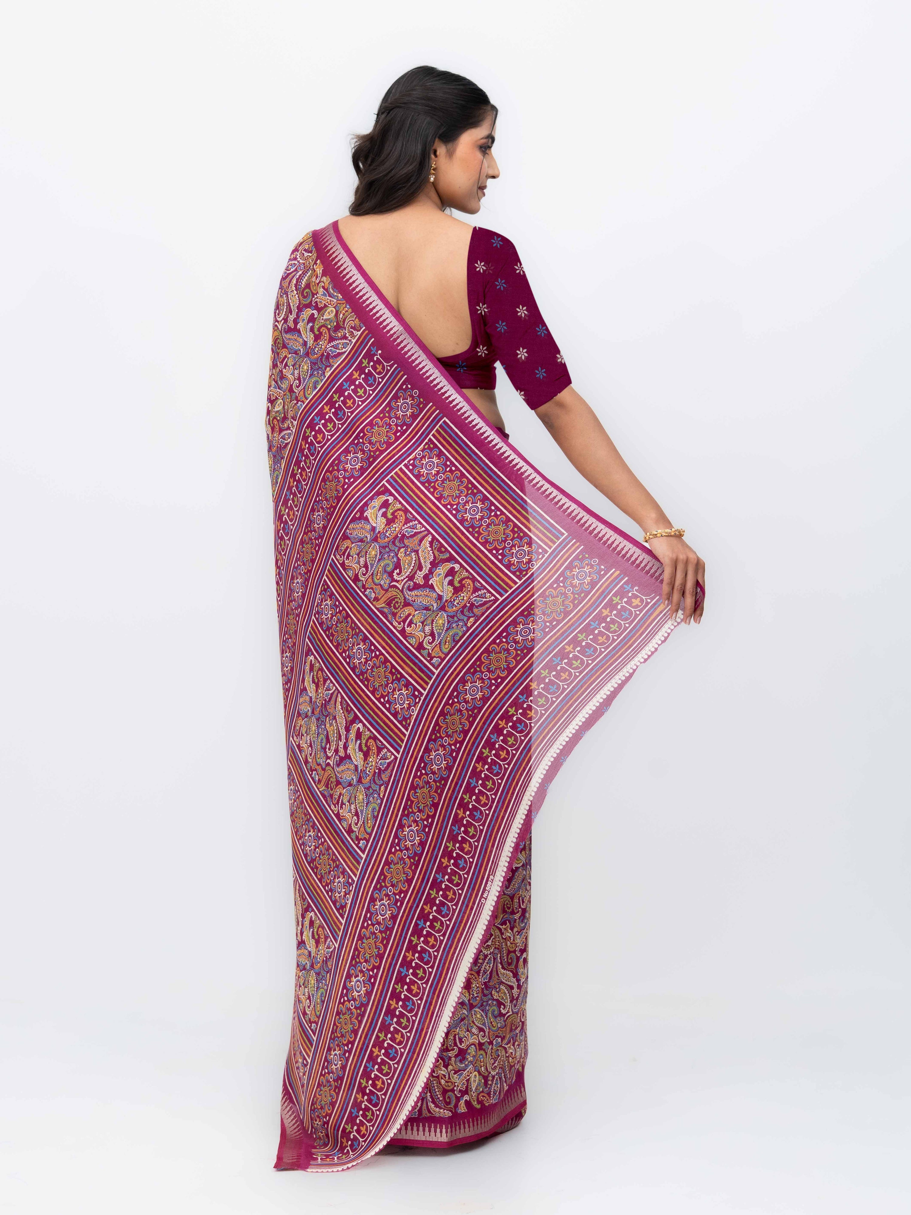 Magenta Soft Georgette Saree