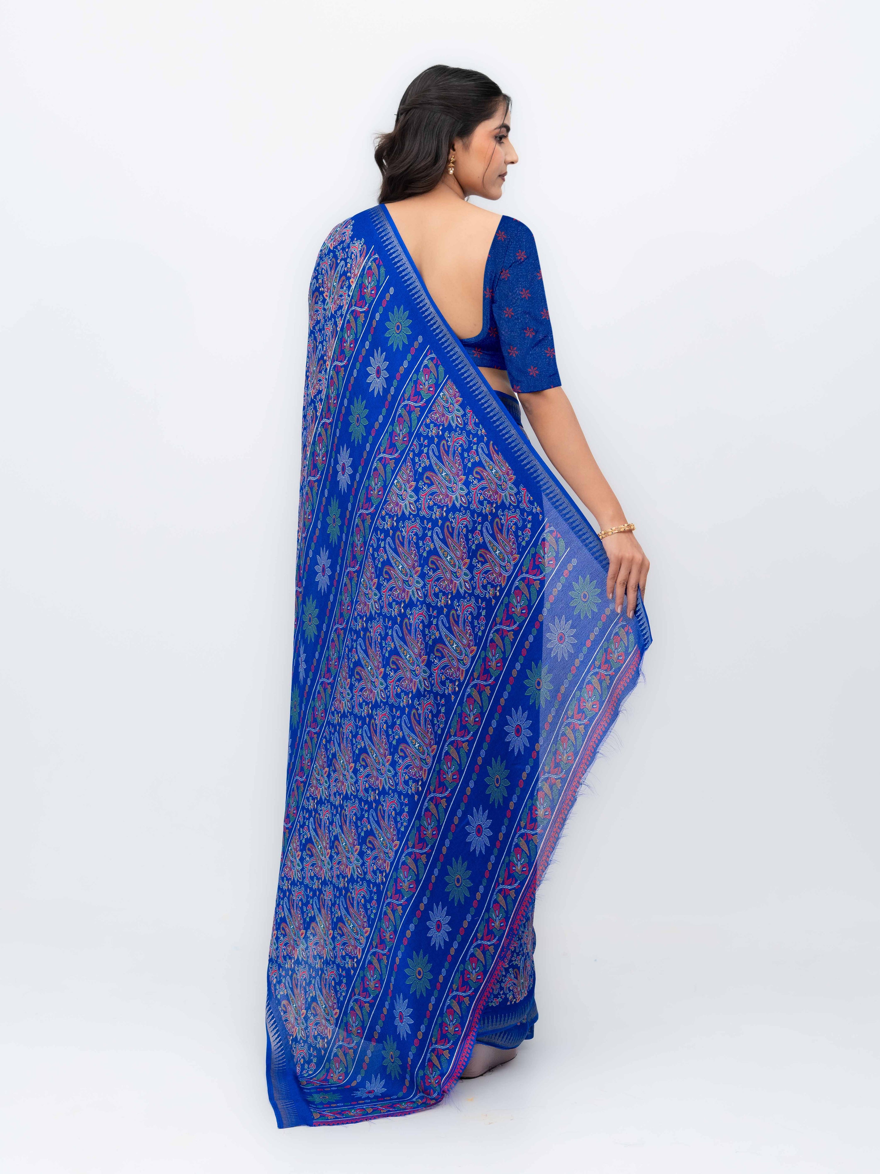Royal Blue Soft Georgette Saree