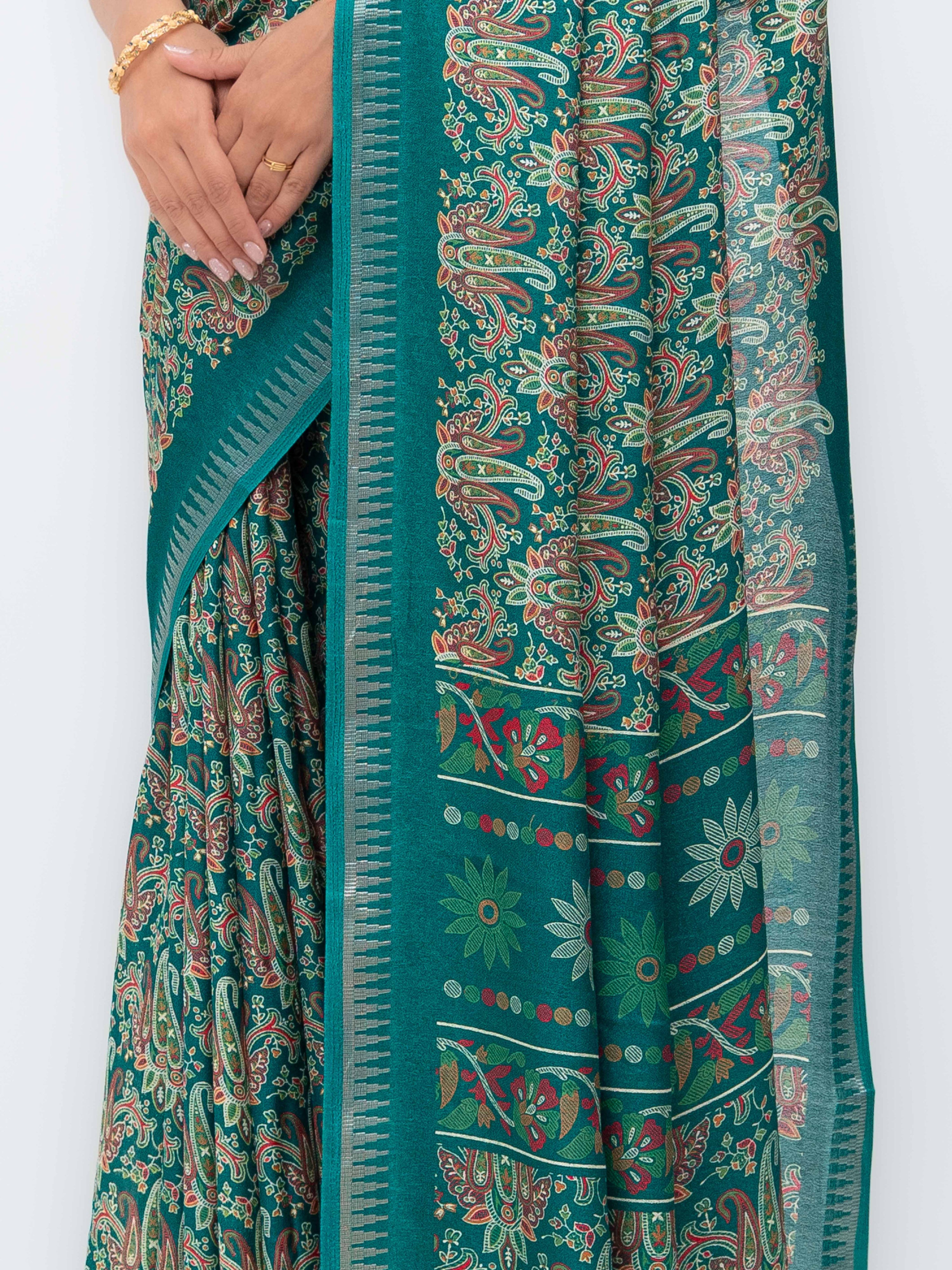 Teal Soft Georgette Saree