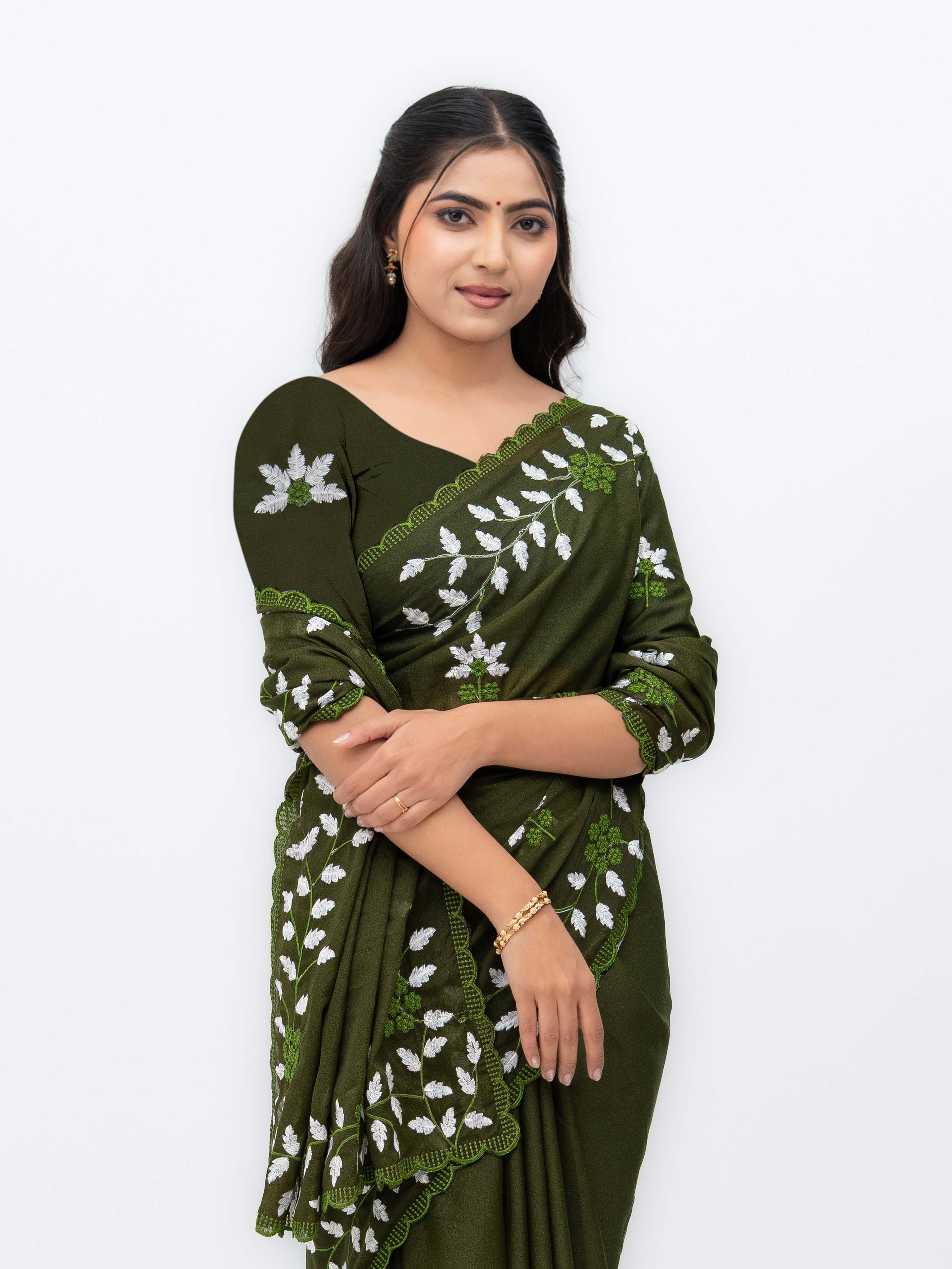 Green Georgette Saree