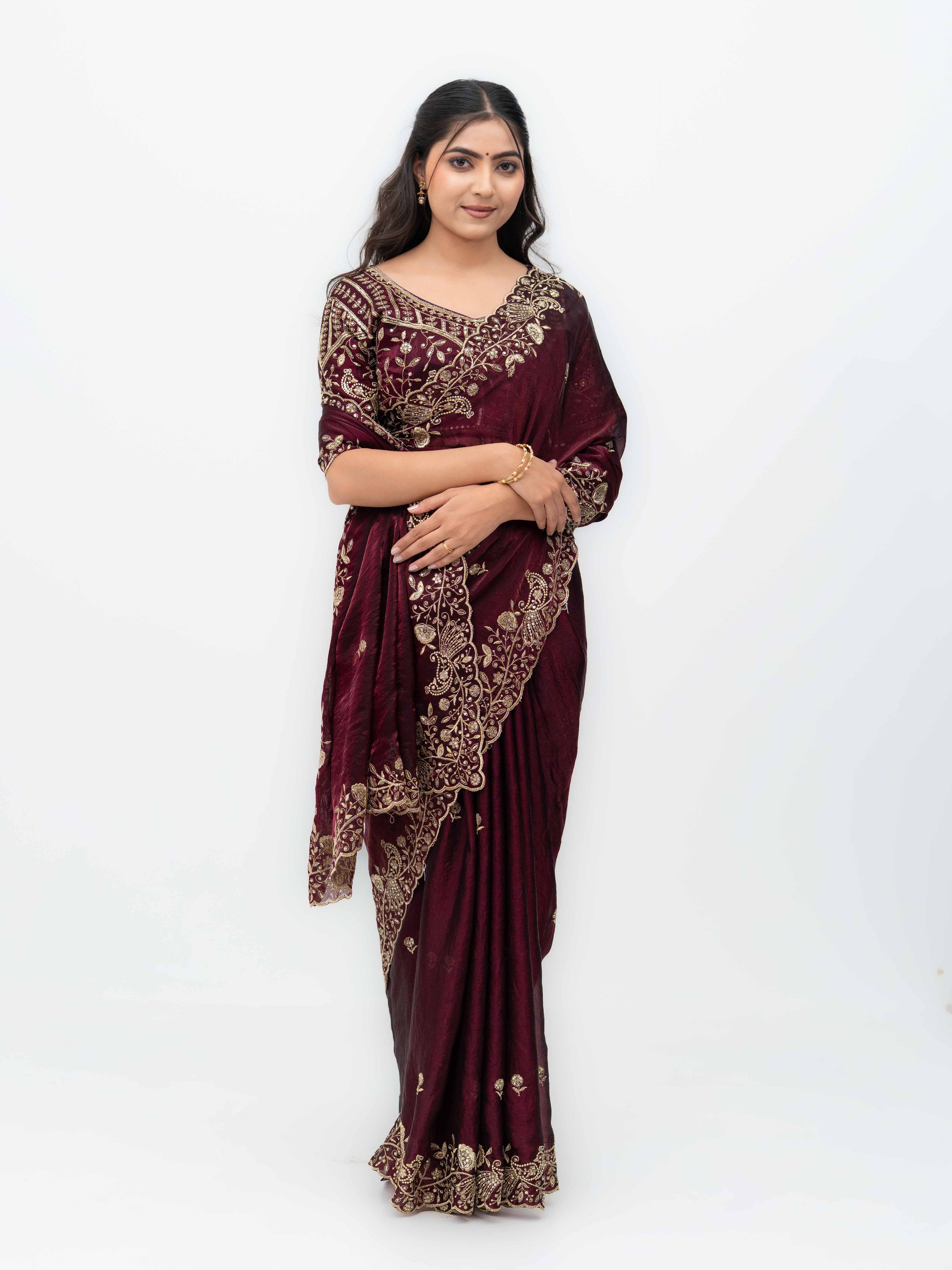 Wine Jimmi Choo Saree
