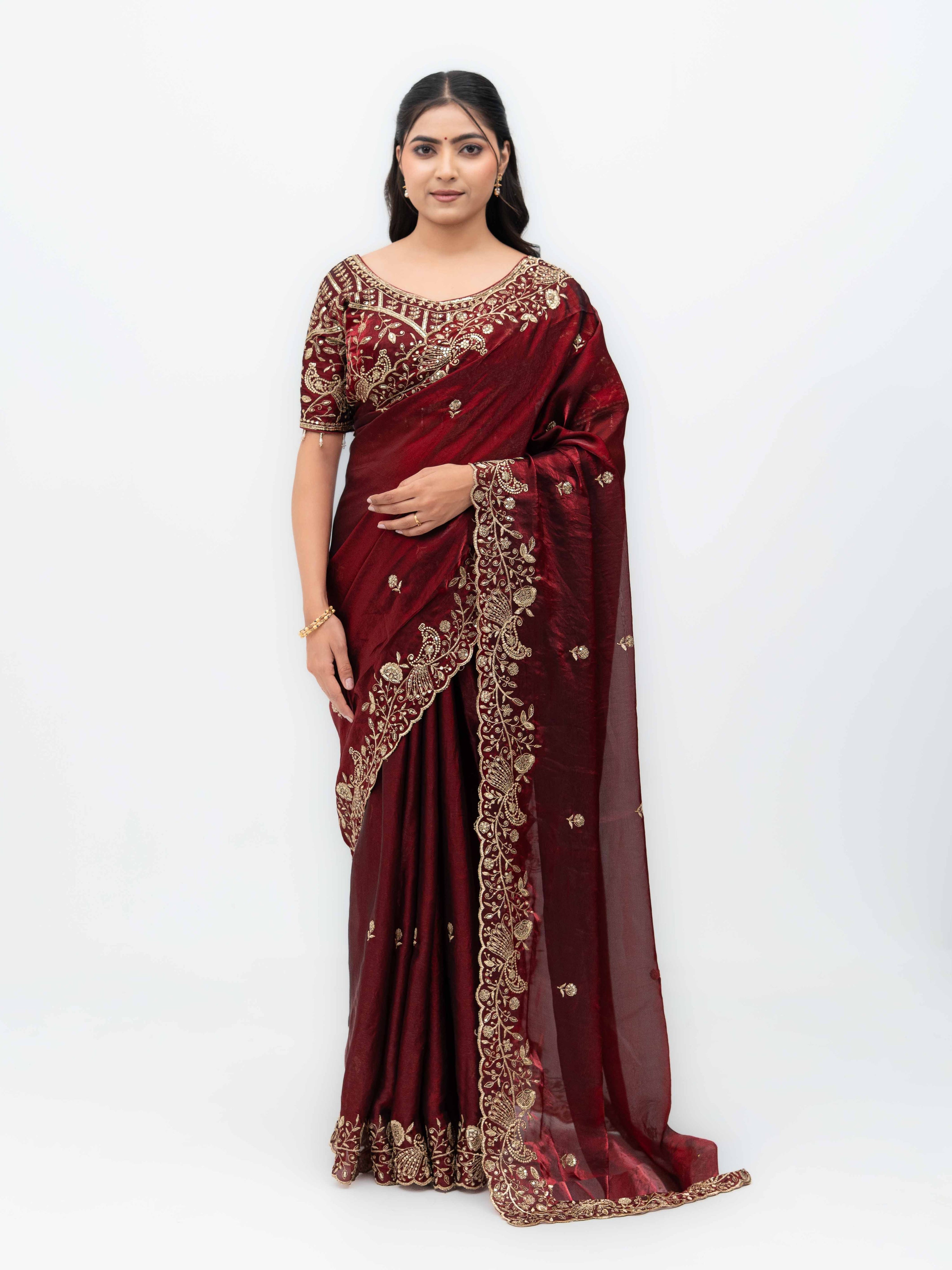Maroon Jimmi Choo Saree