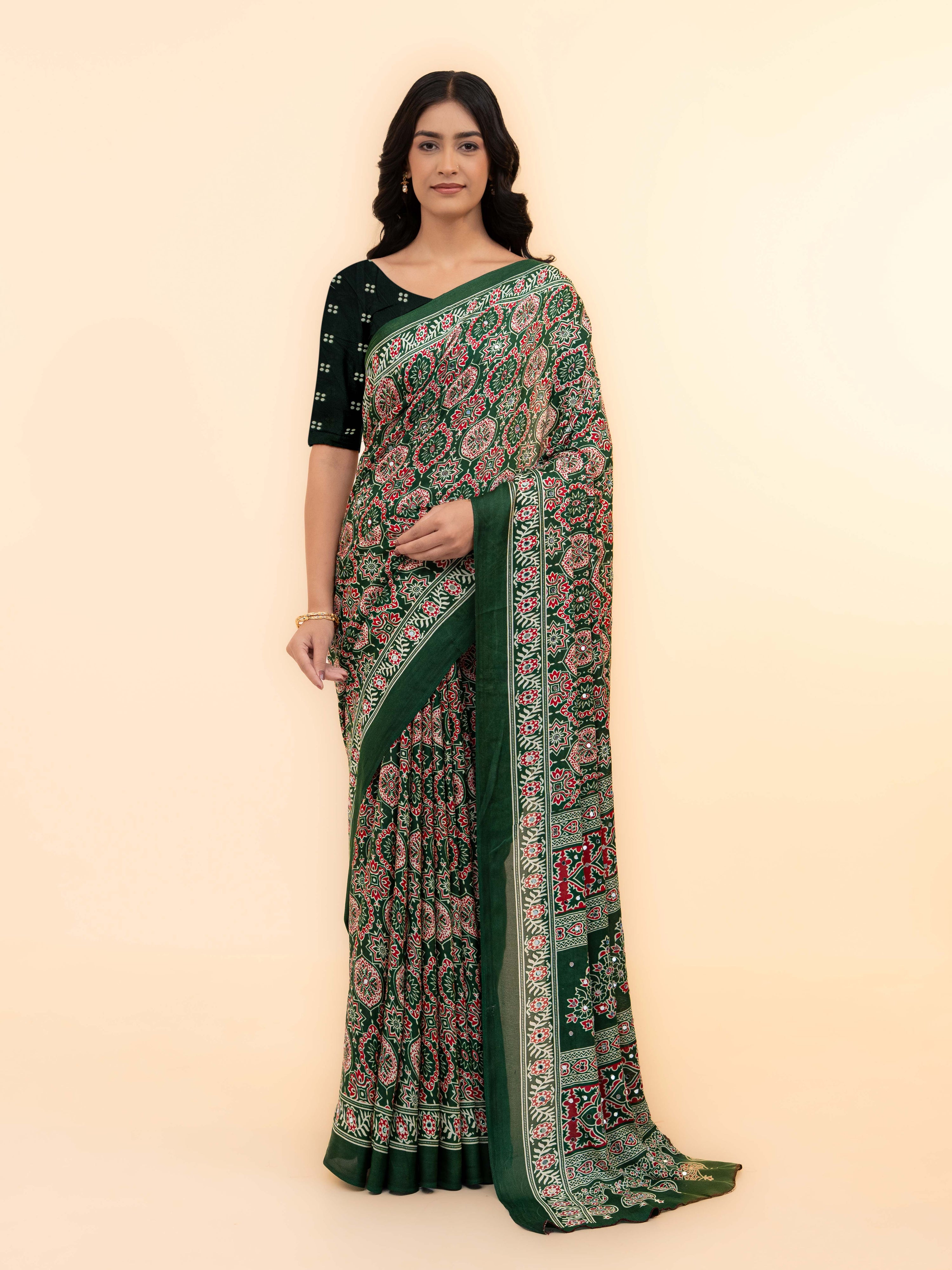 Green Crepe Silk Saree