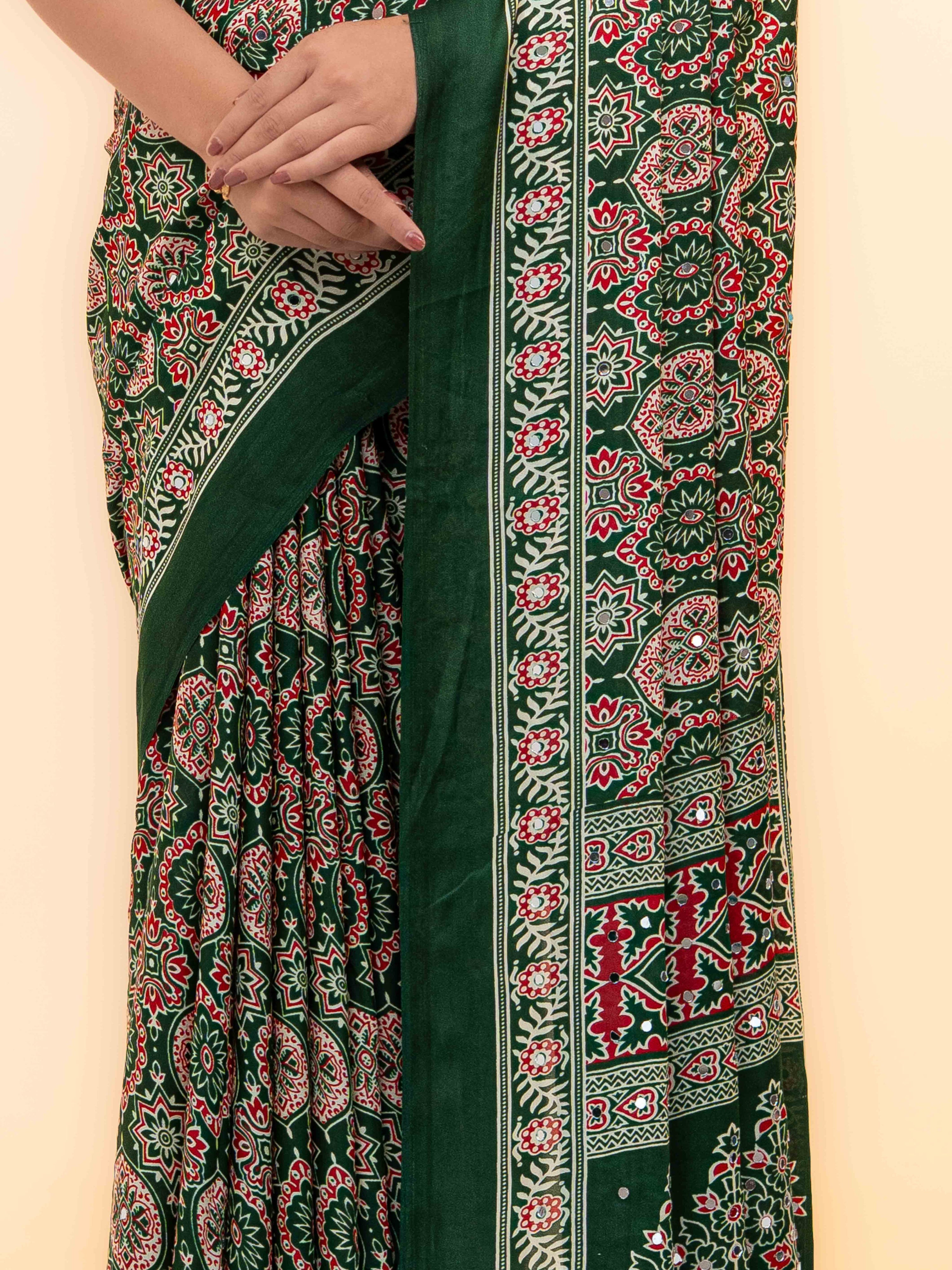 Green Crepe Silk Saree