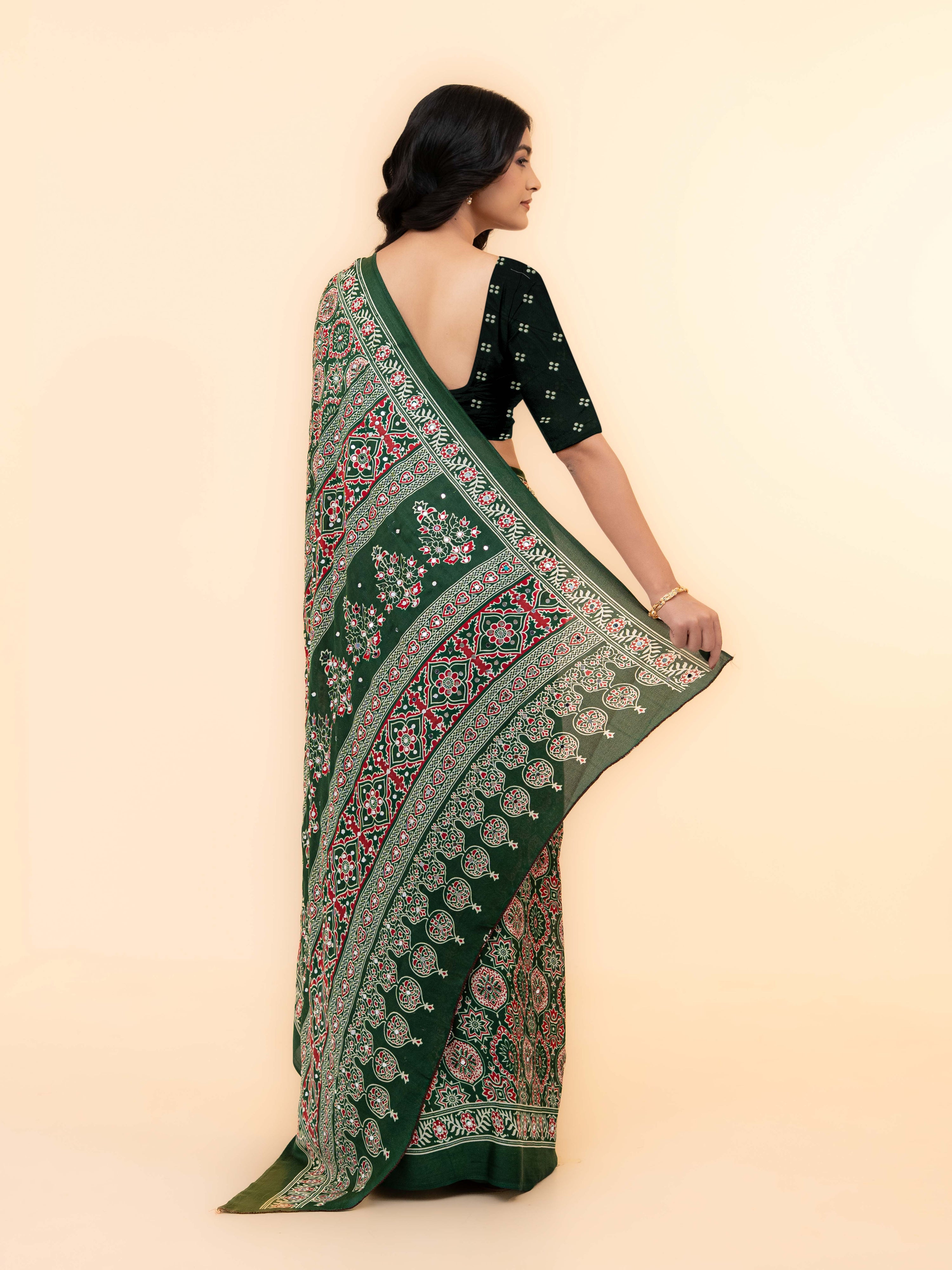 Green Crepe Silk Saree