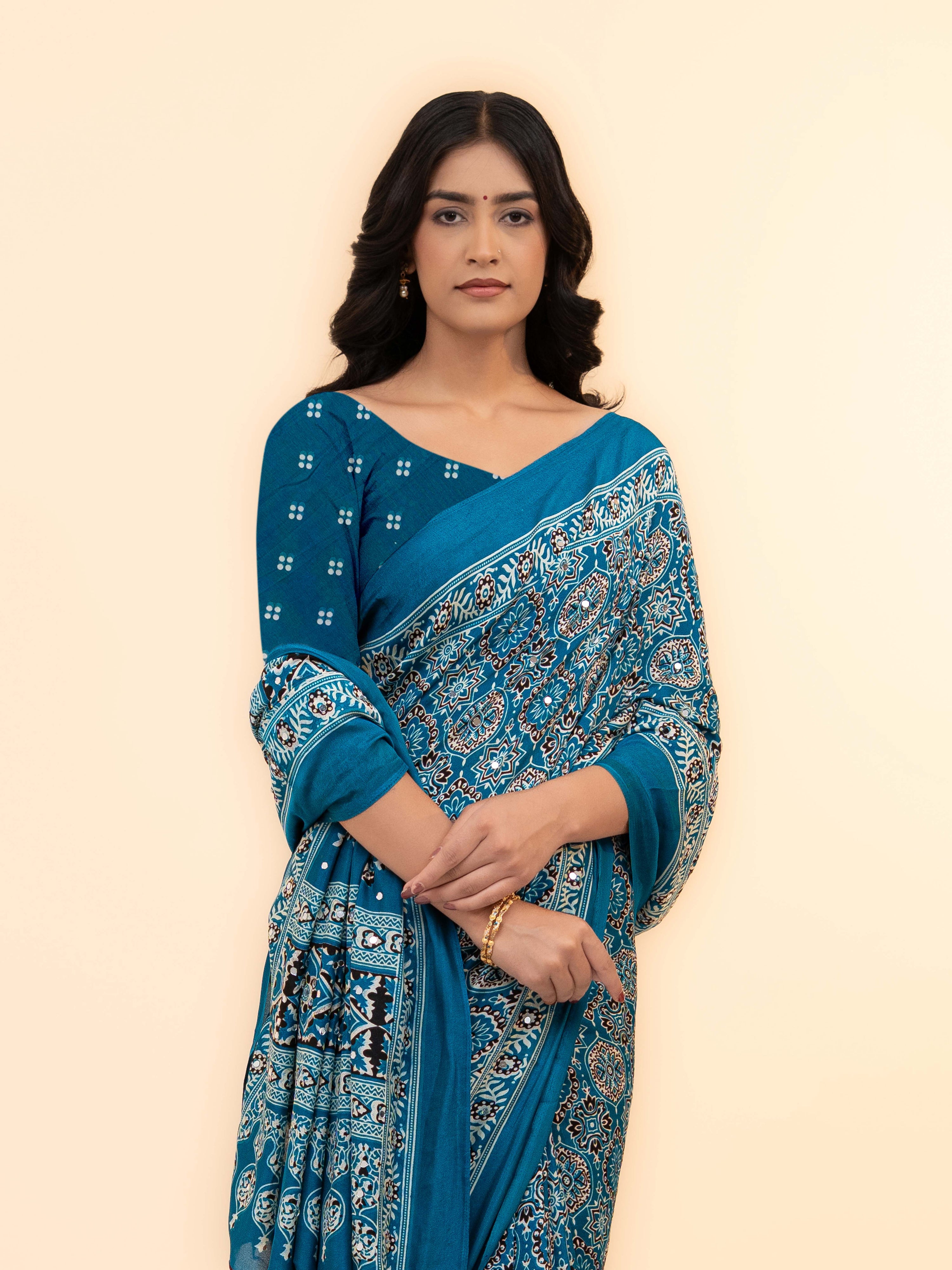 Blue Crepe Silk Saree