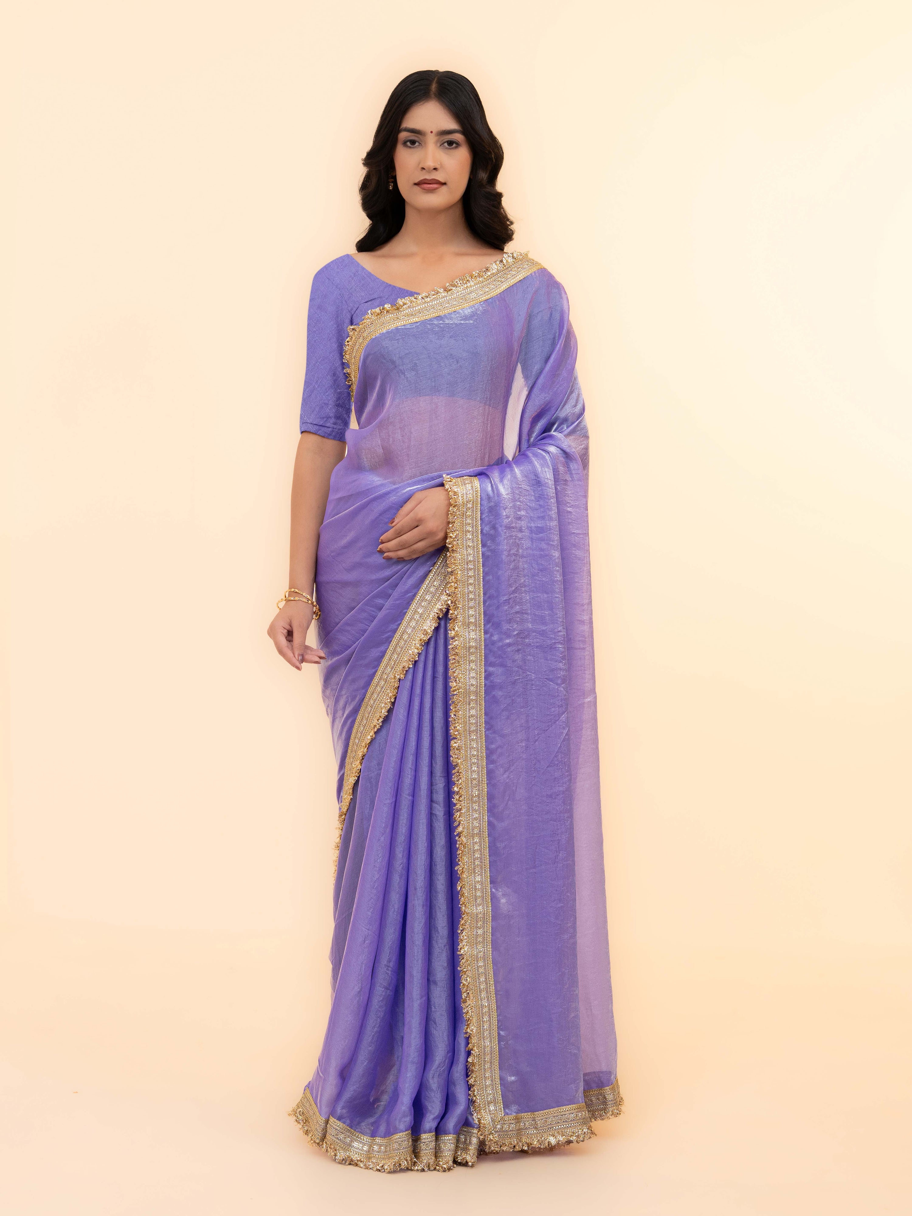 Purple Tissue Silk Saree