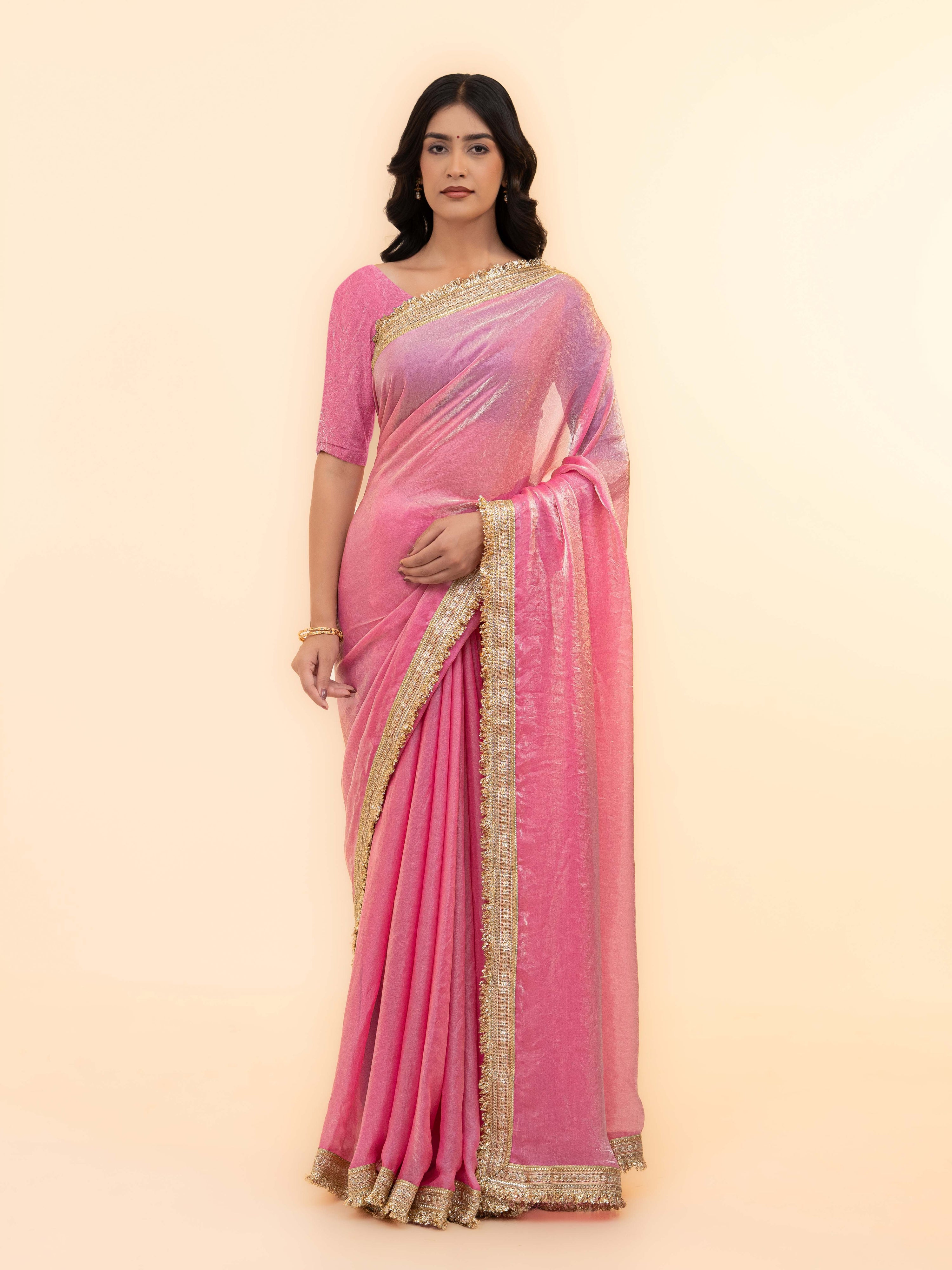 Pink Tissue Silk Saree
