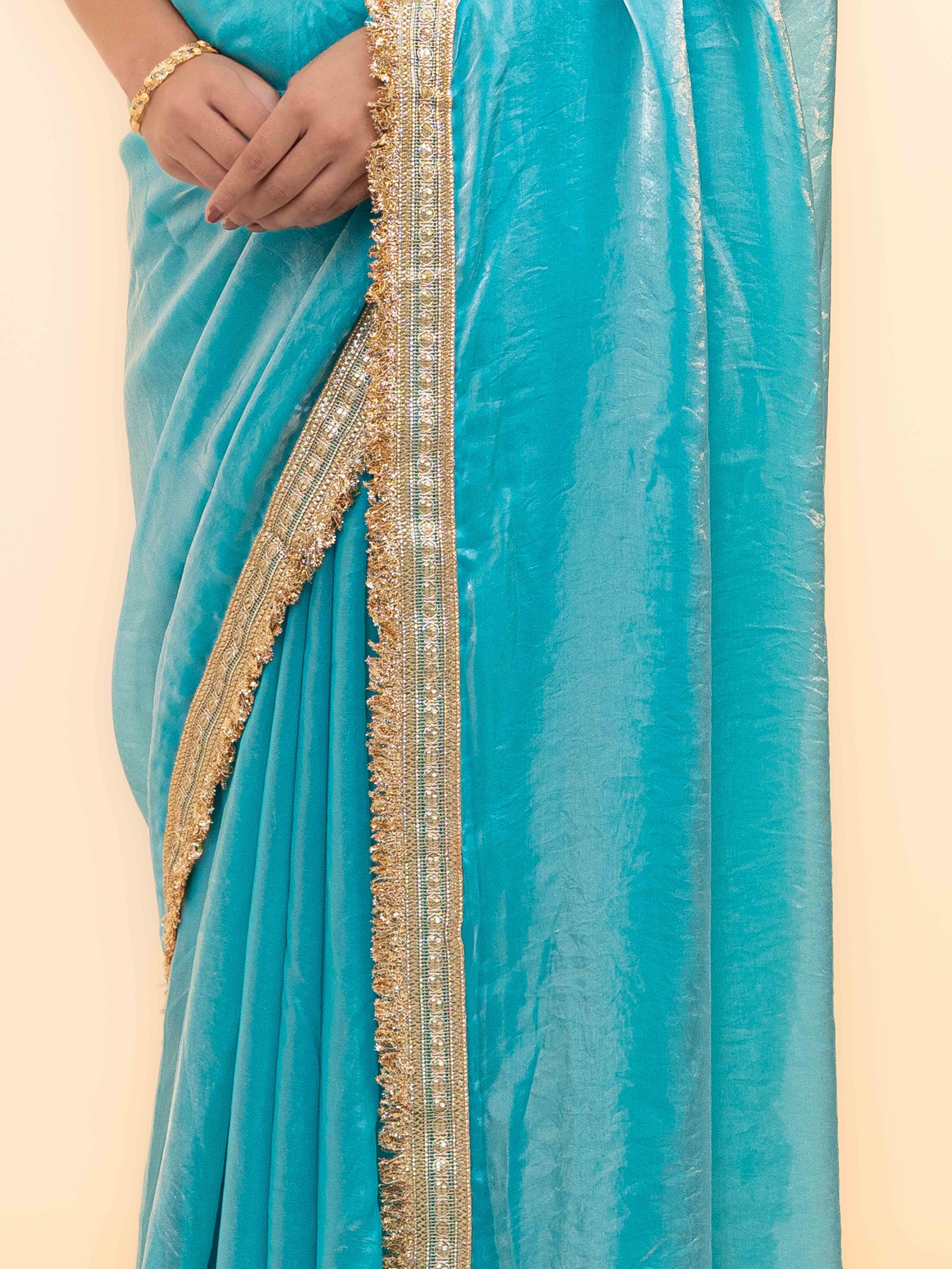 Sky Blue Tissue Silk Saree