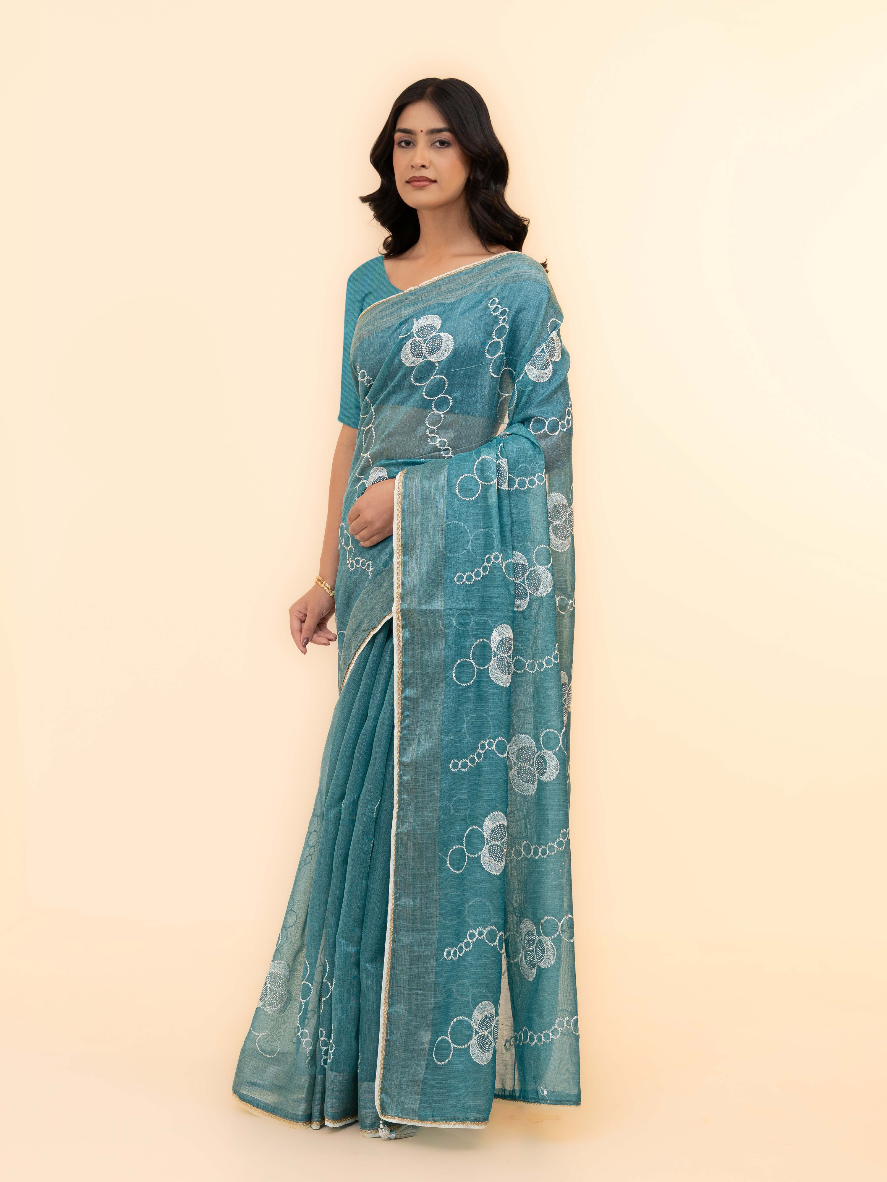 Sky Blue Tissue silk Saree