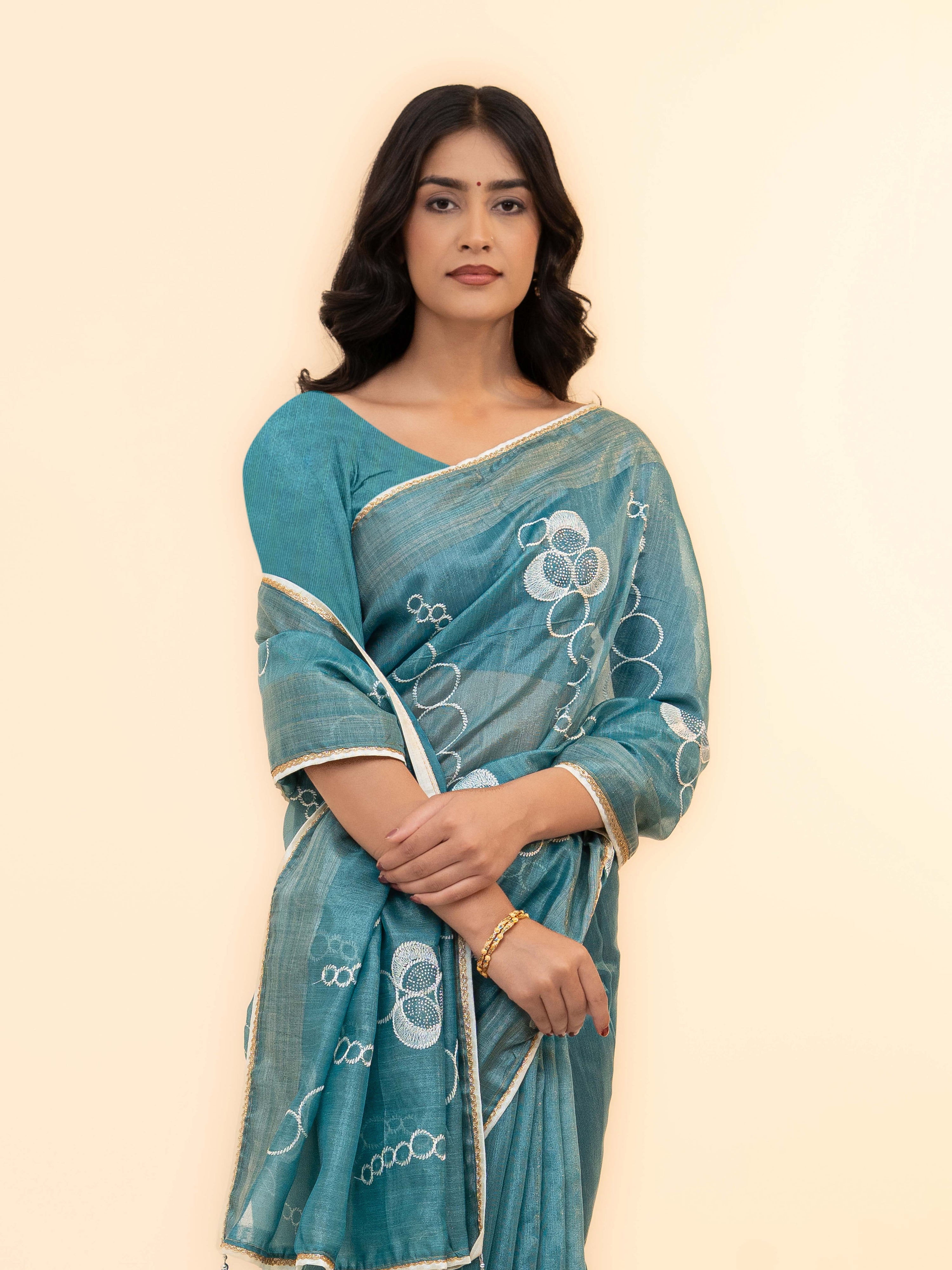 Sky Blue Tissue silk Saree