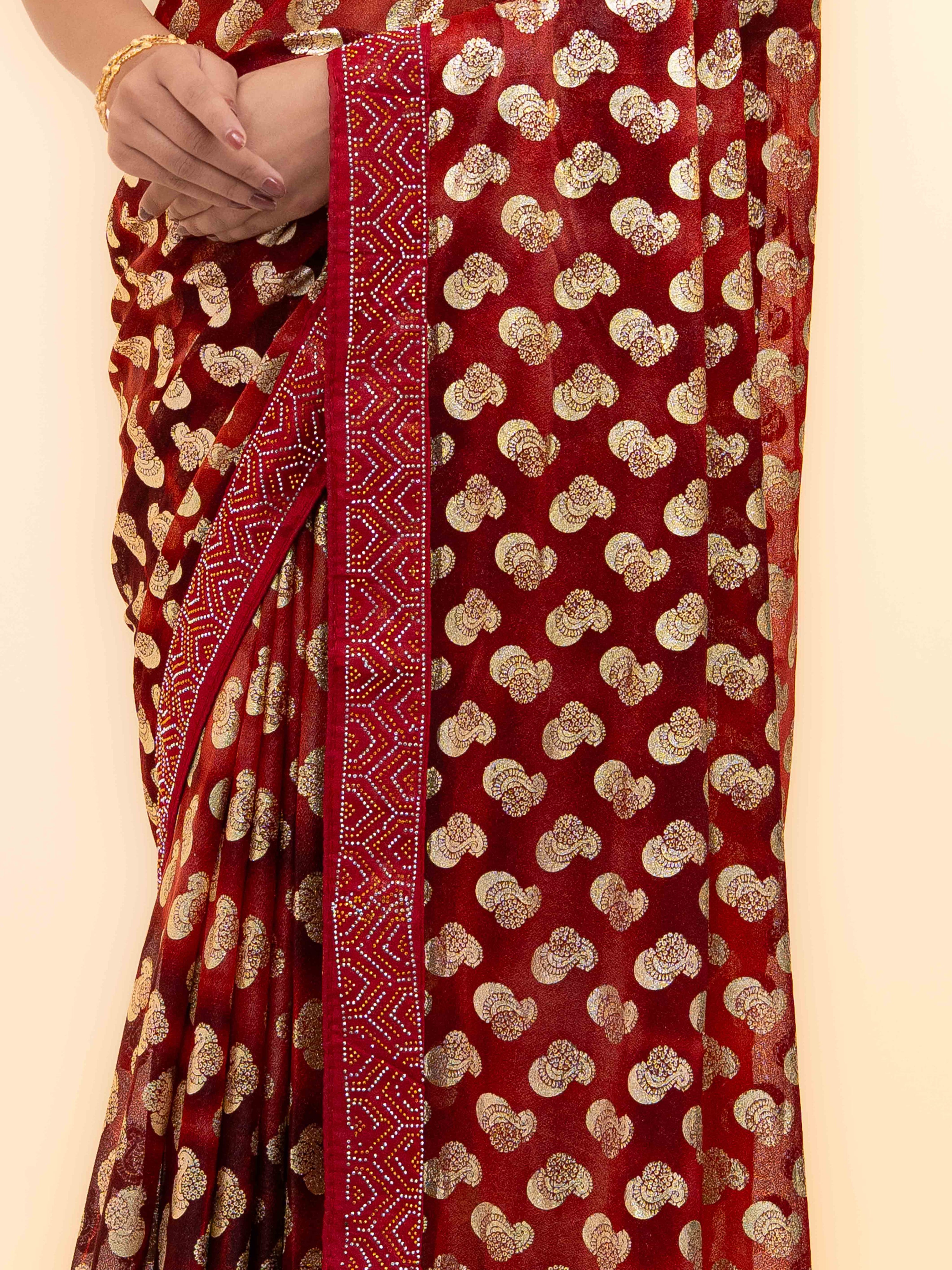 Maroon Lycra Saree