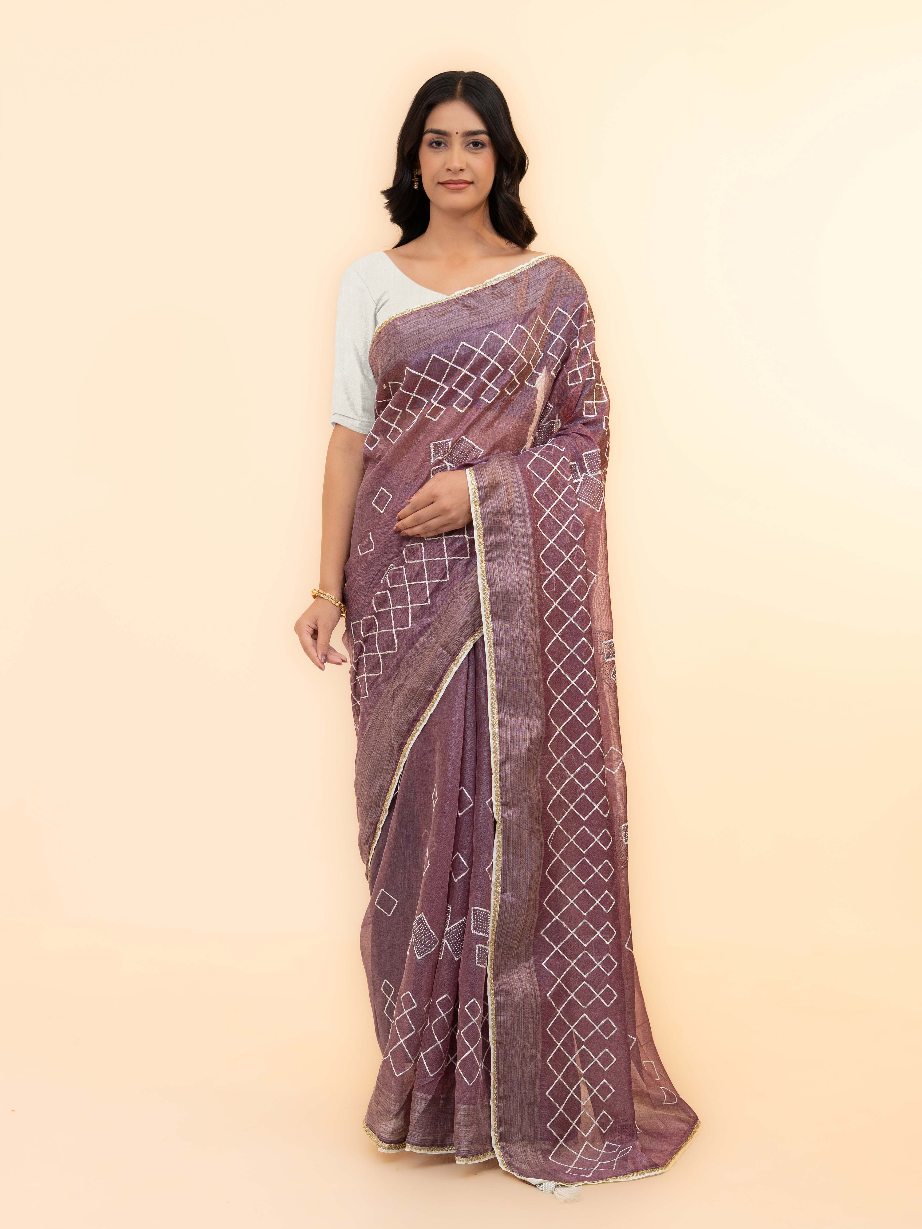 Purple Tissue Silk Saree