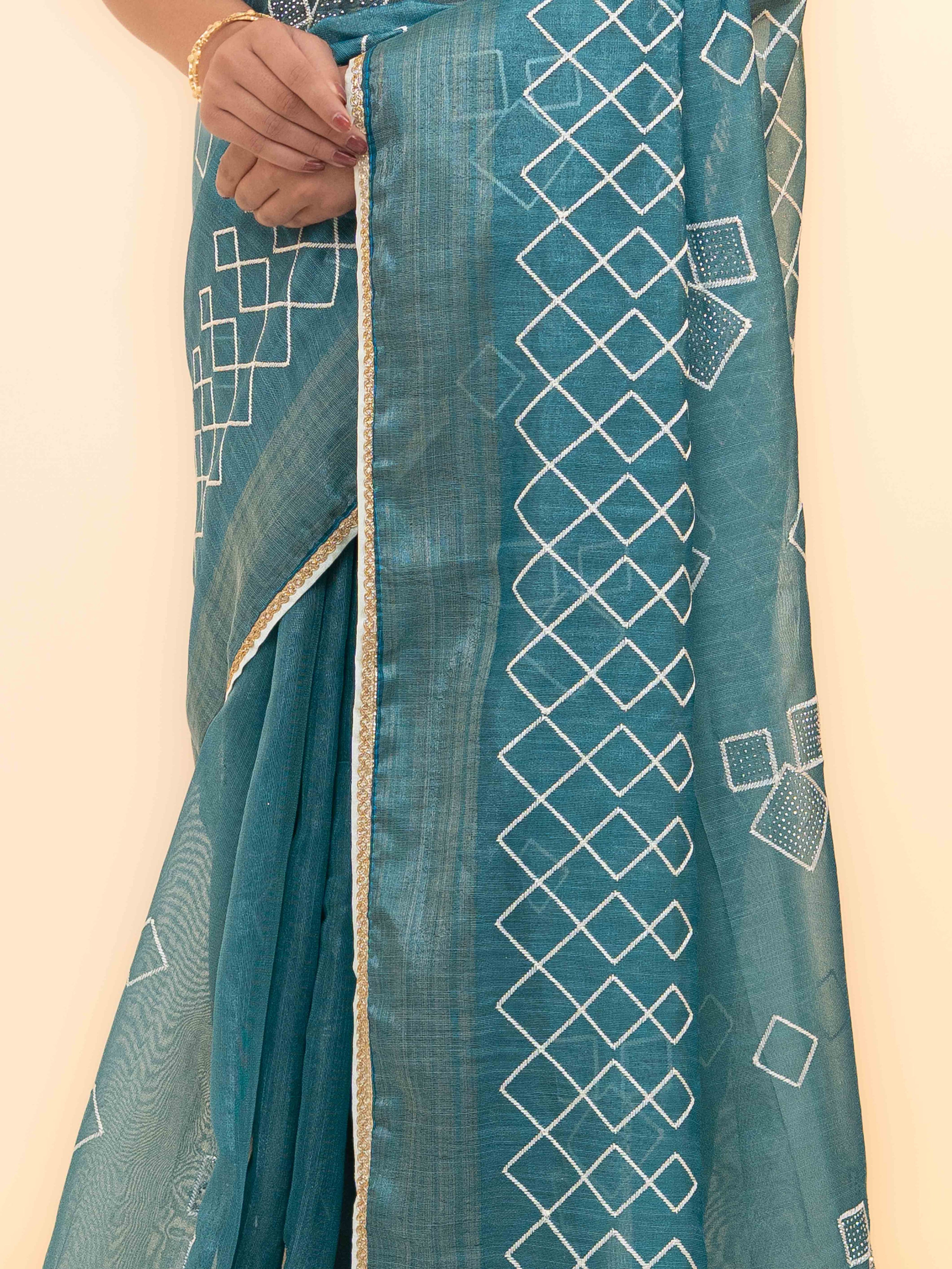 Sky Blue Tissue Silk Saree