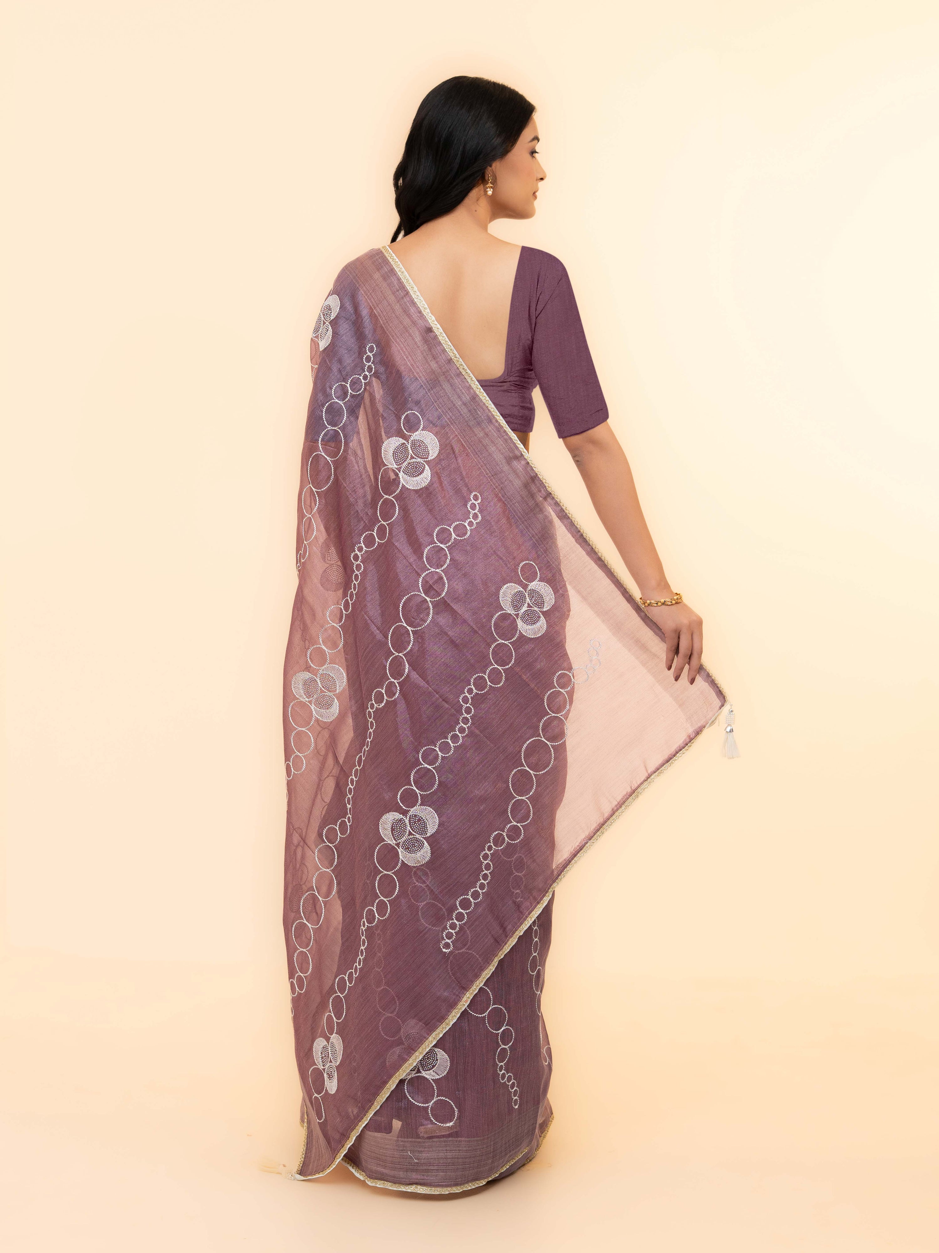 Mauve tissue silk Saree