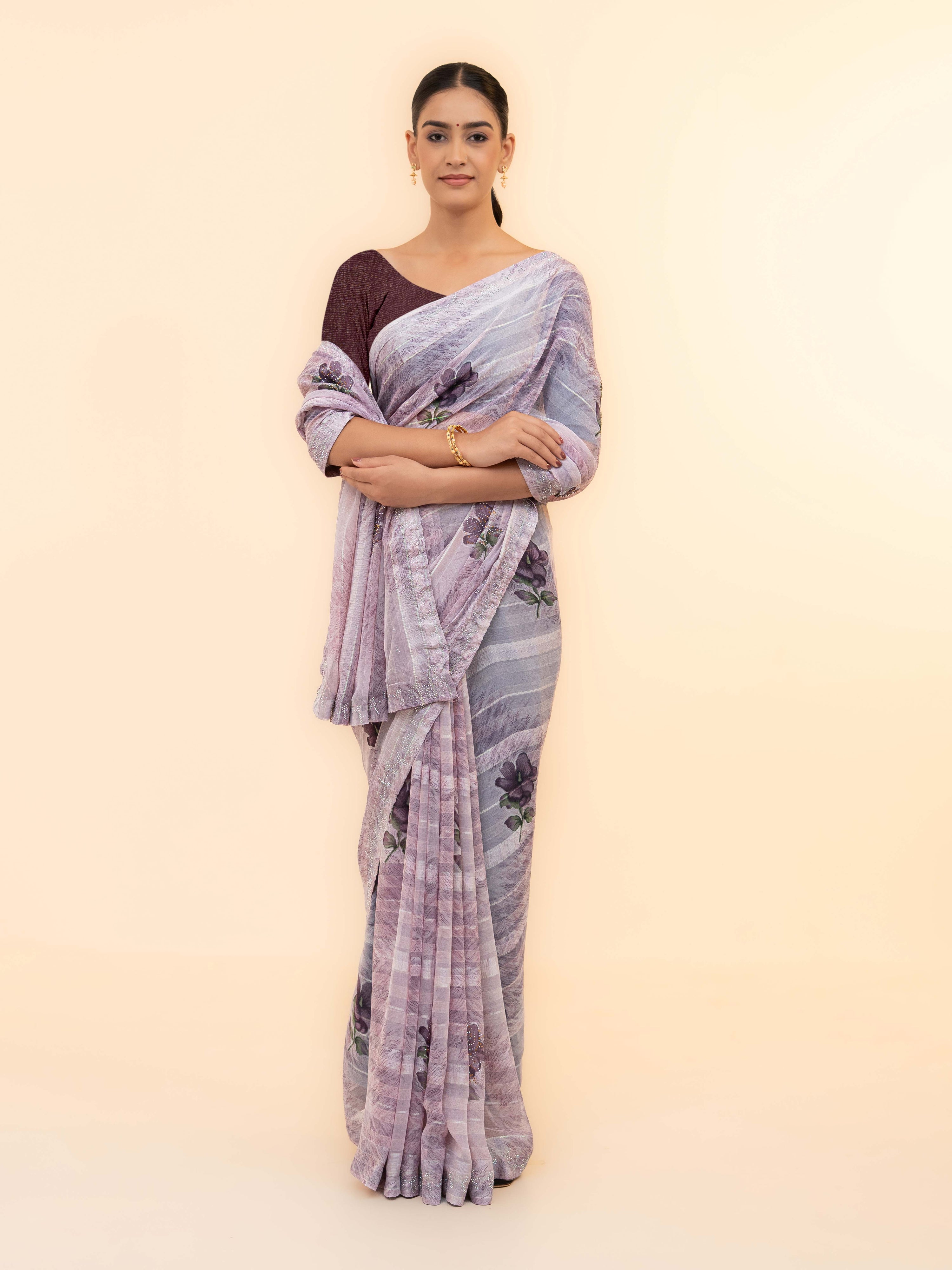 Levender Soft Georgette Saree
