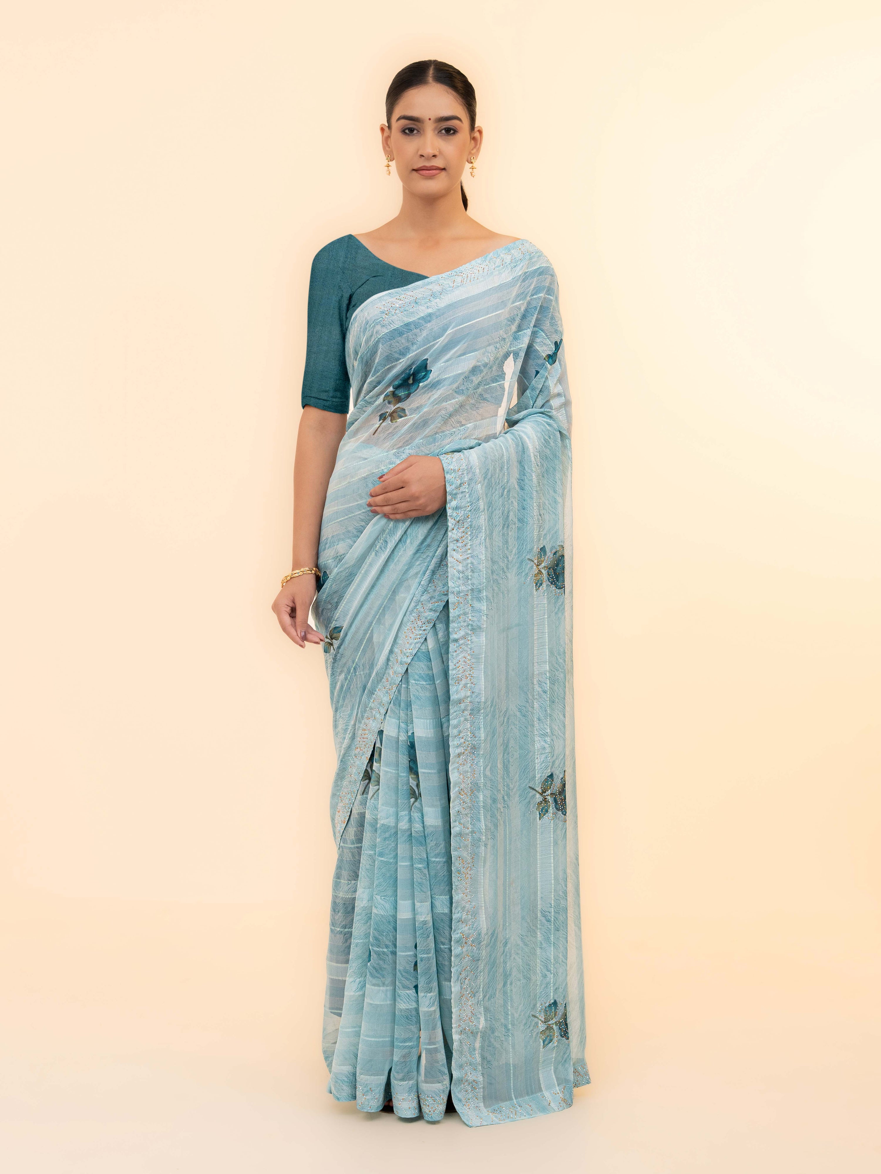 Sky Blue Soft Georgette Saree