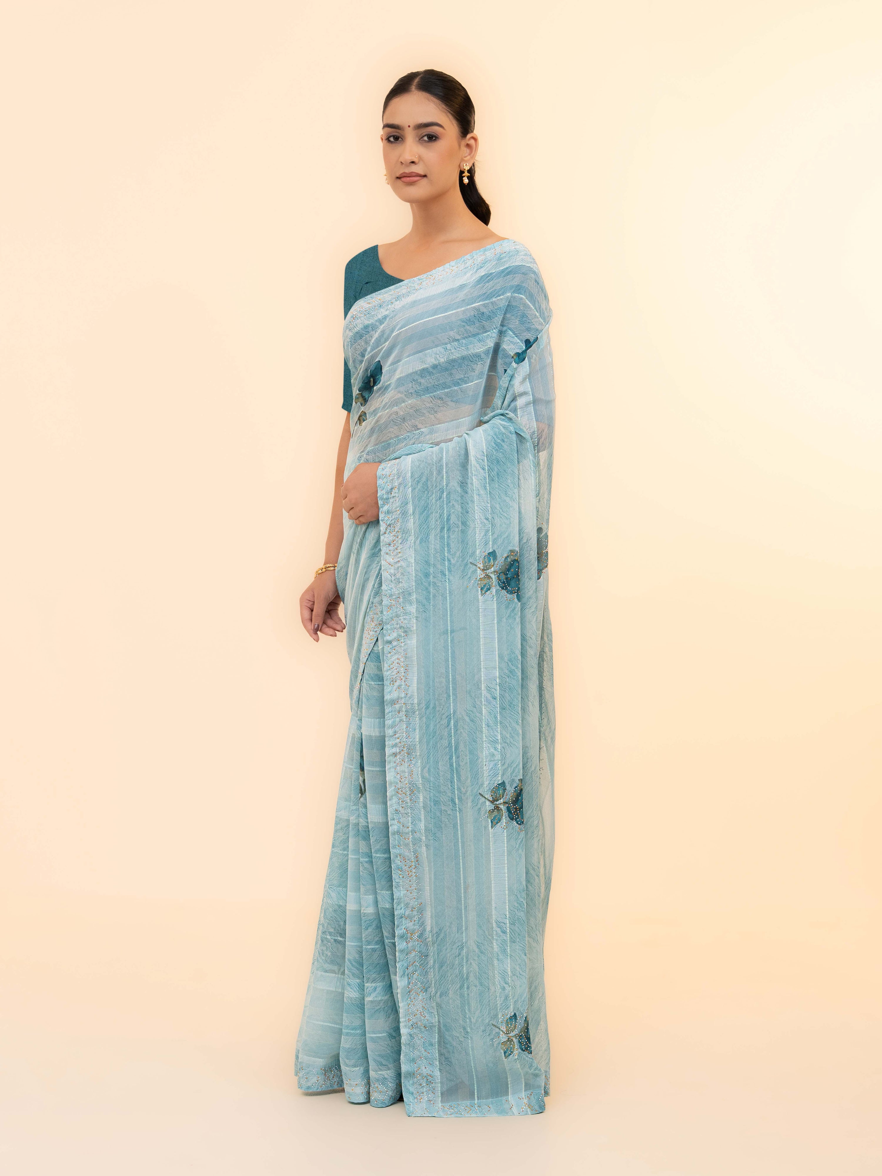 Sky Blue Soft Georgette Saree