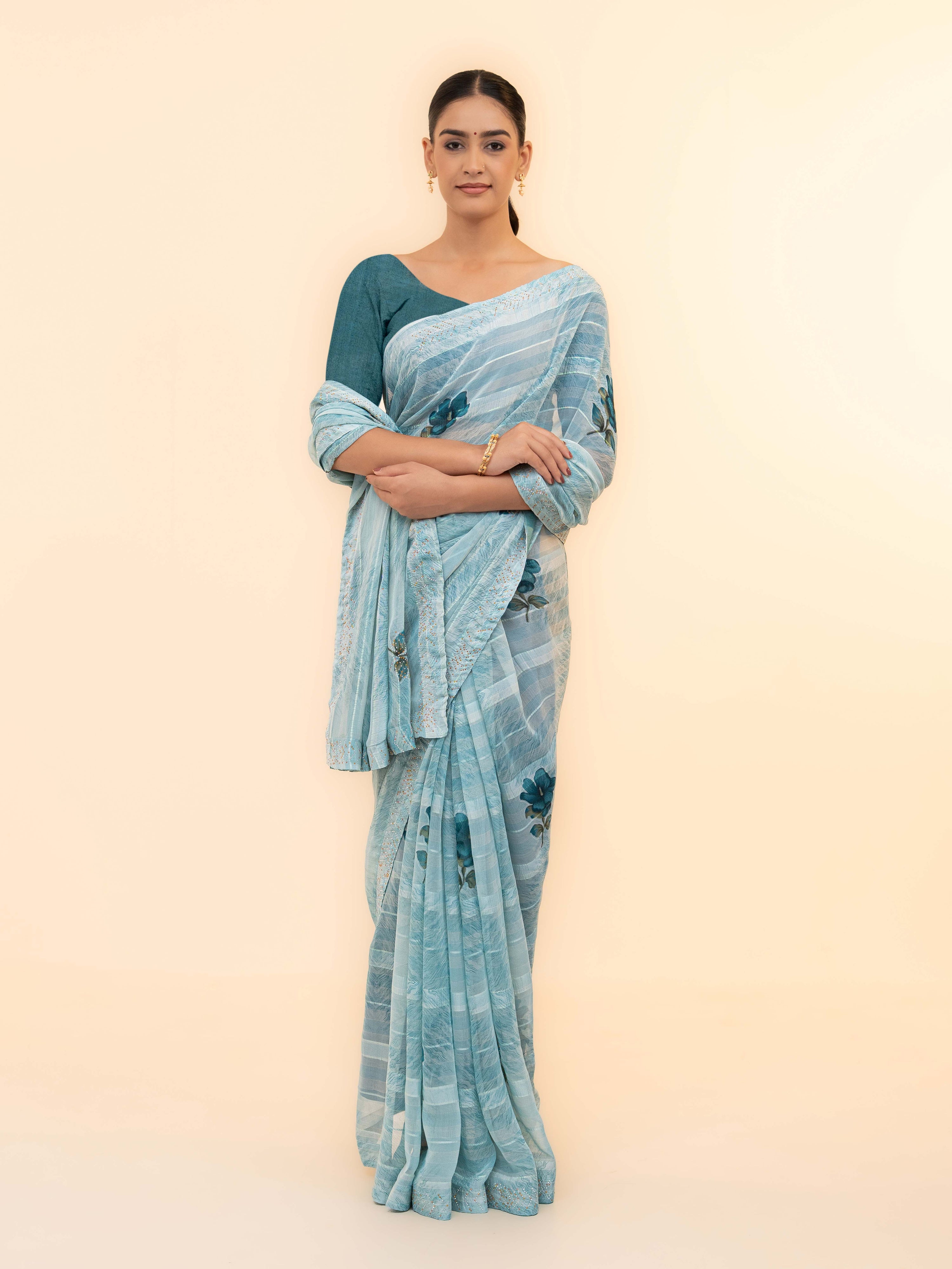 Sky Blue Soft Georgette Saree
