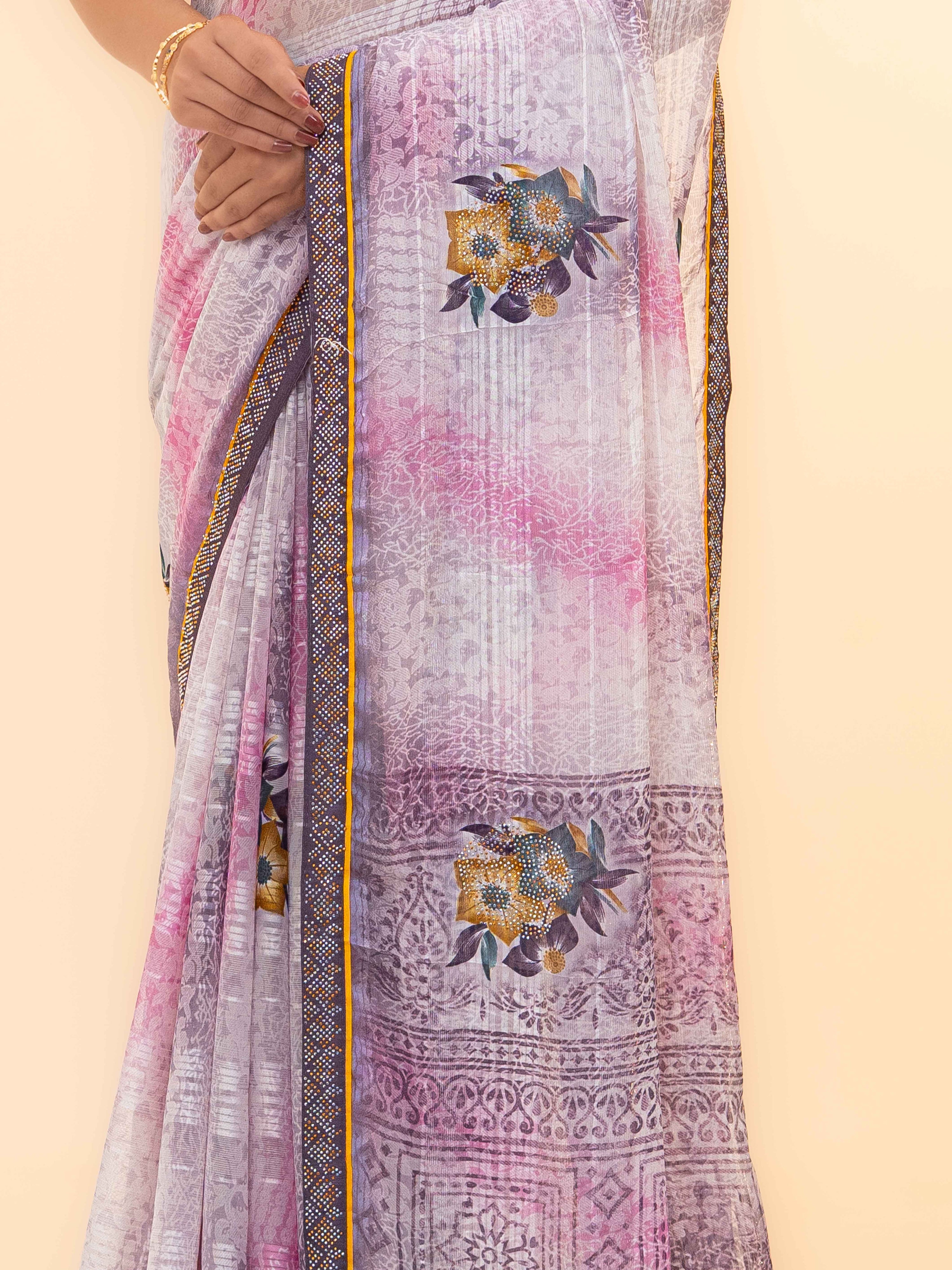 Lavender Georgette Saree