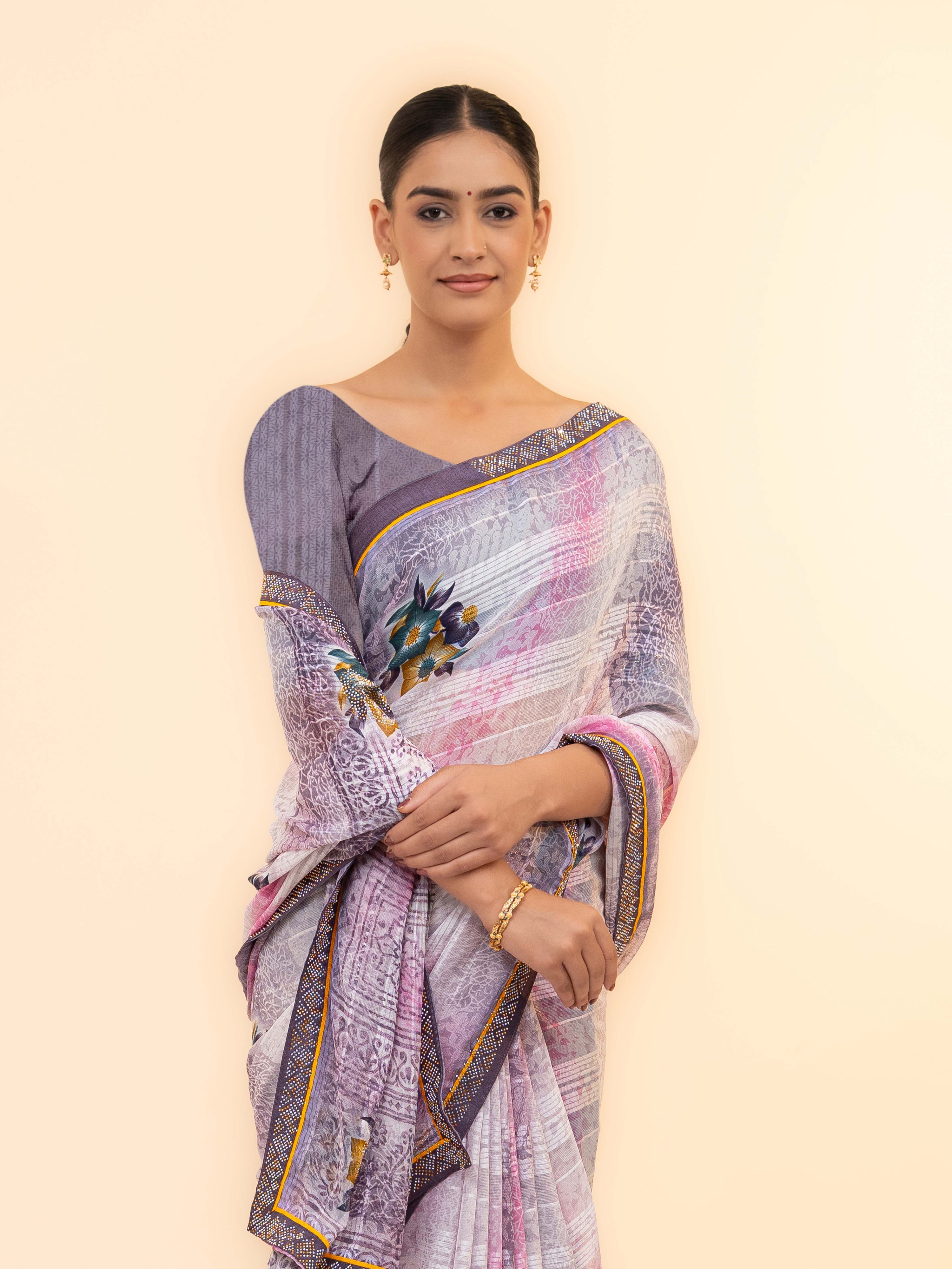 Lavender Georgette Saree