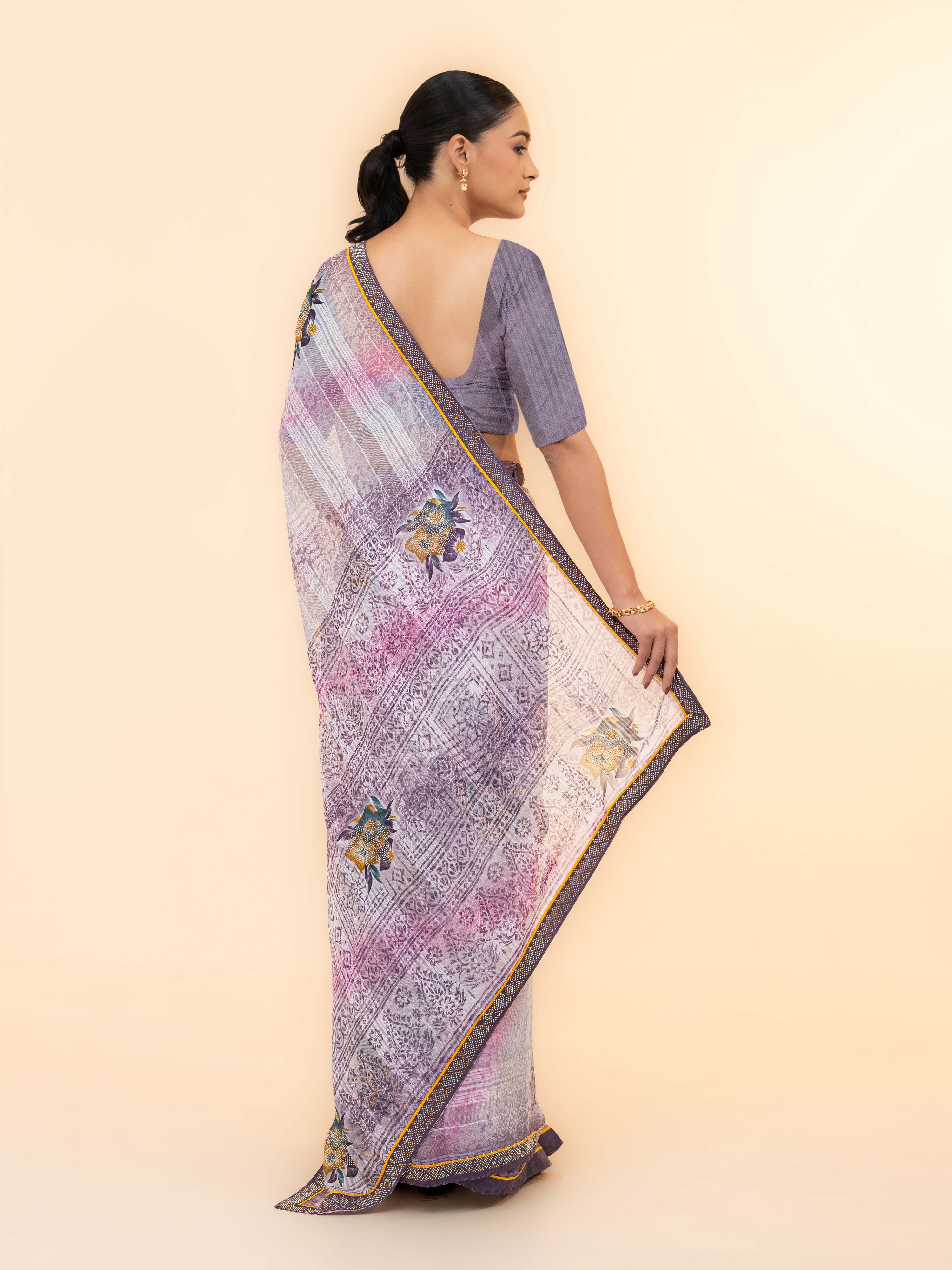 Lavender Georgette Saree