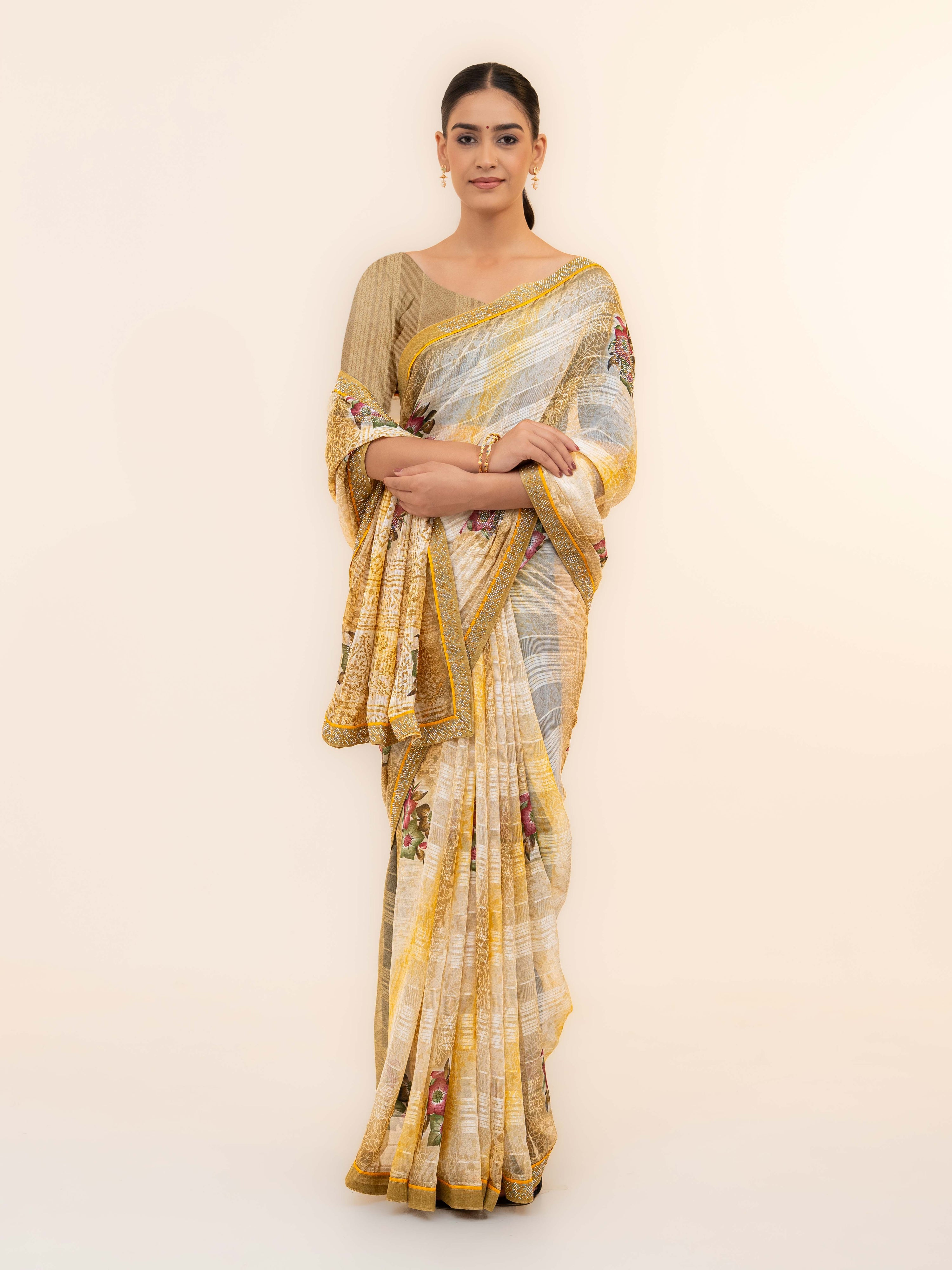 Yellow Georgette Saree