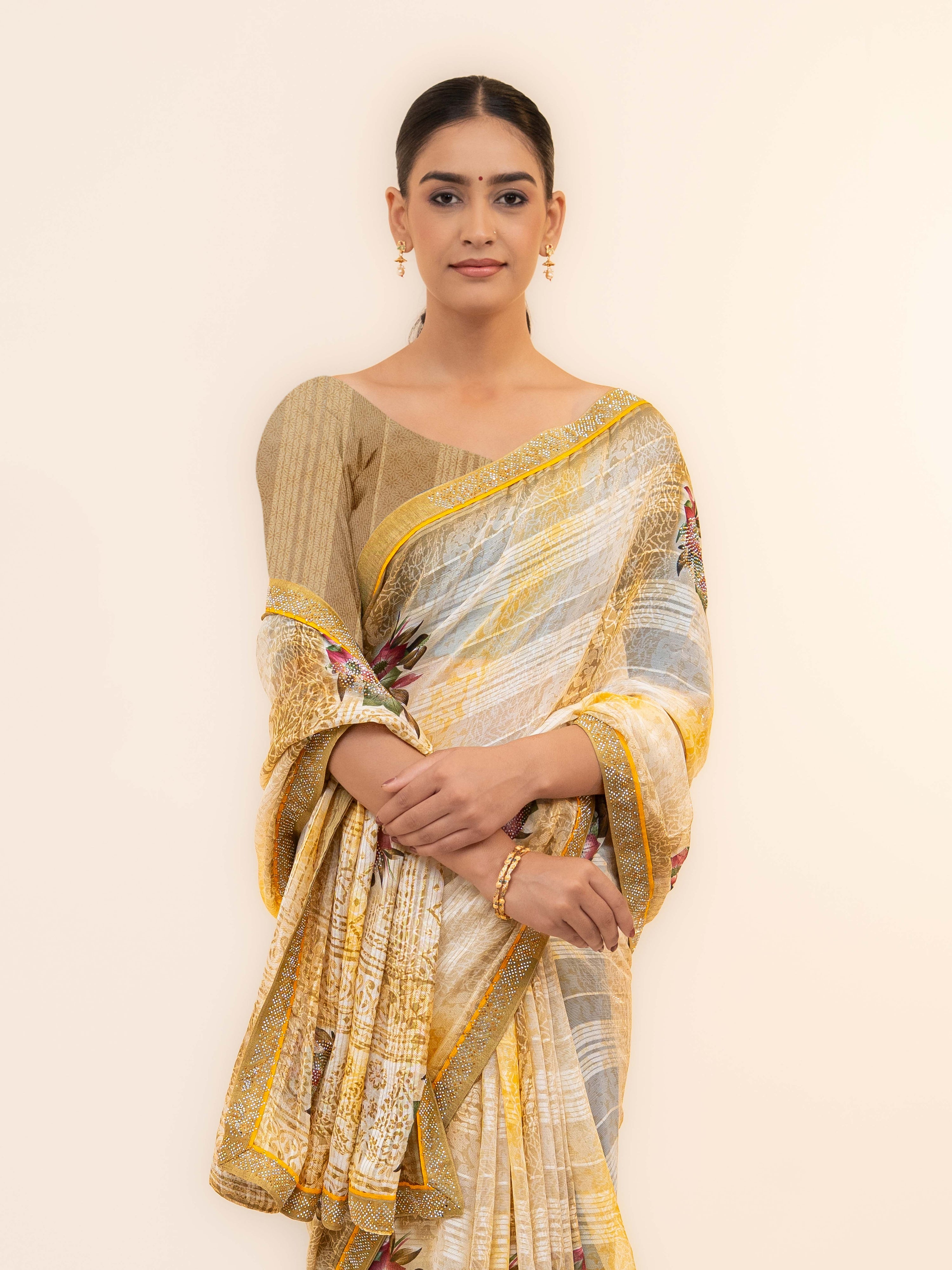 Yellow Georgette Saree