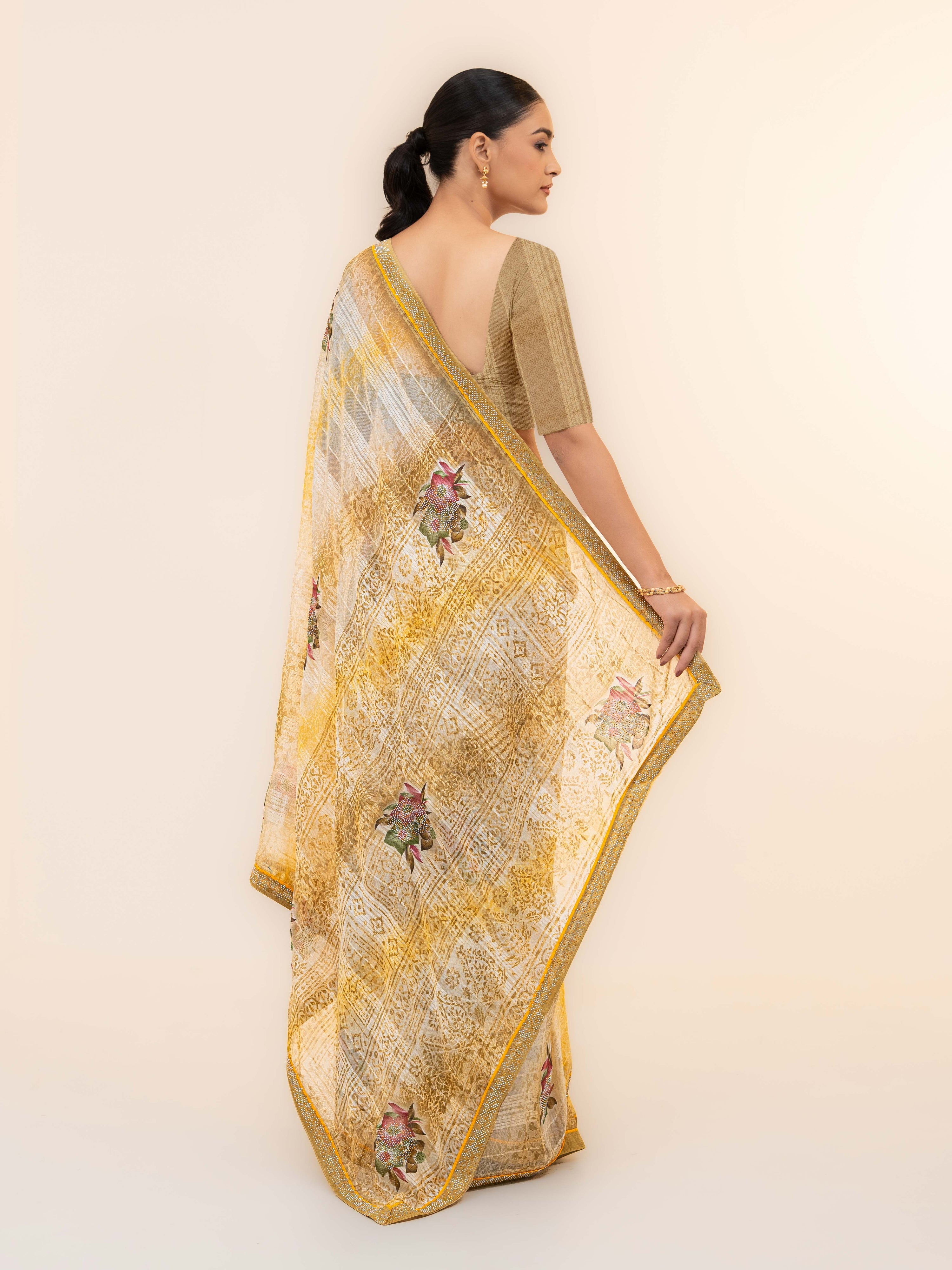 Yellow Georgette Saree