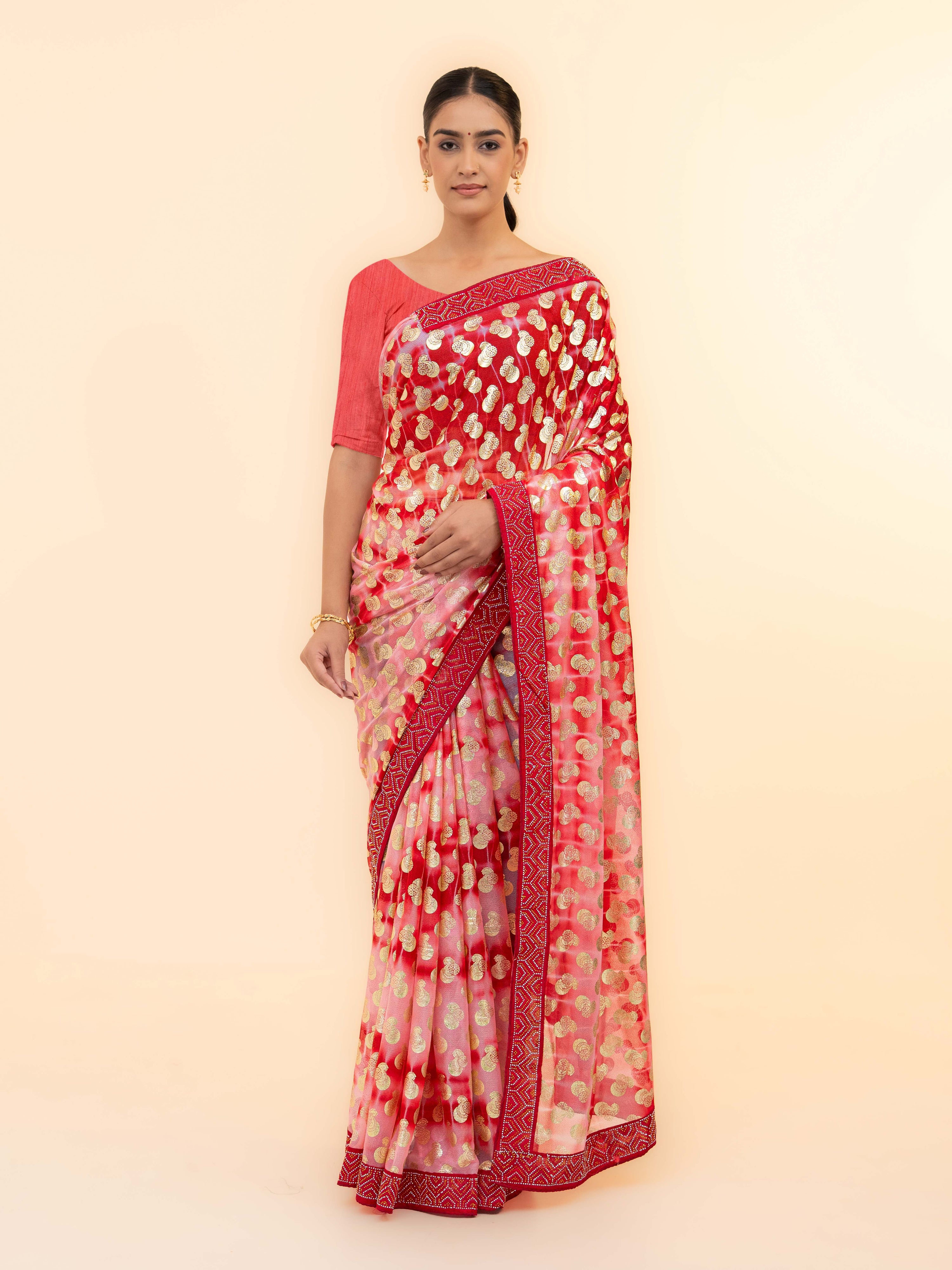 Pink Lycra Saree