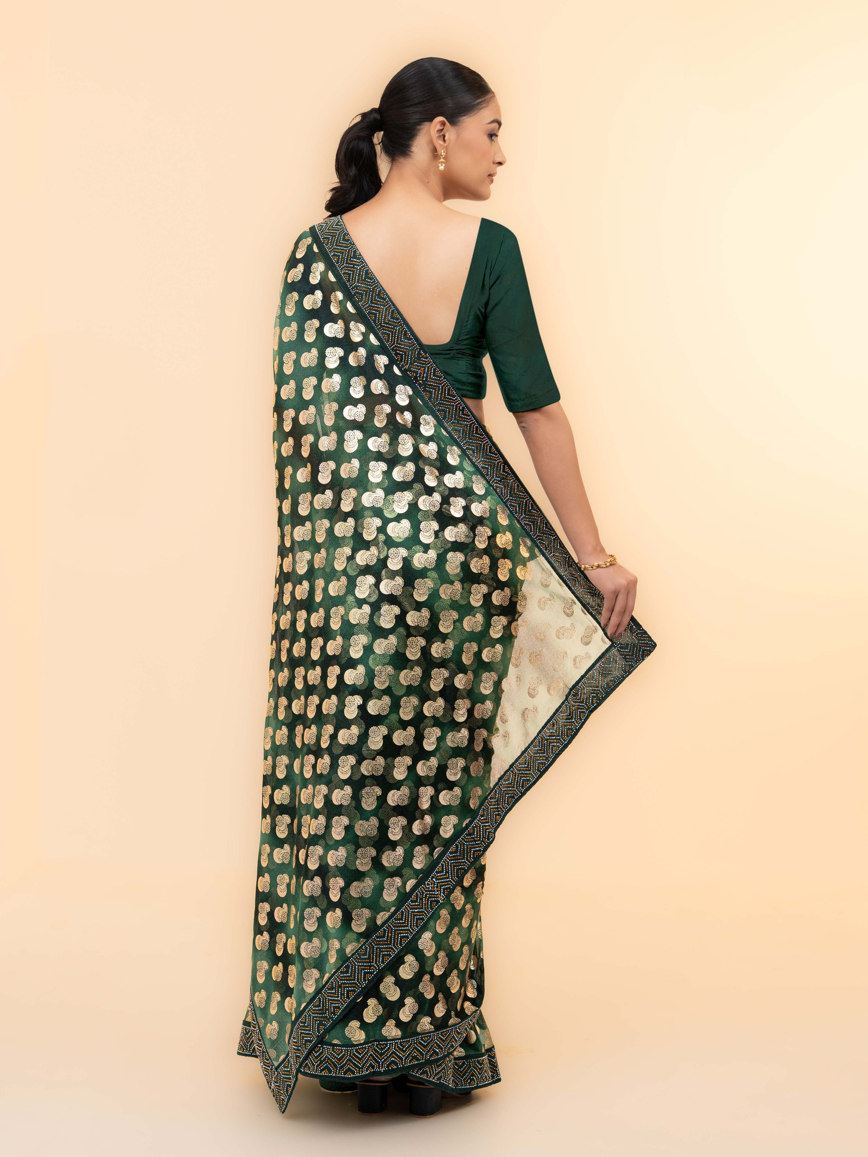 Dark Green Lycra Saree