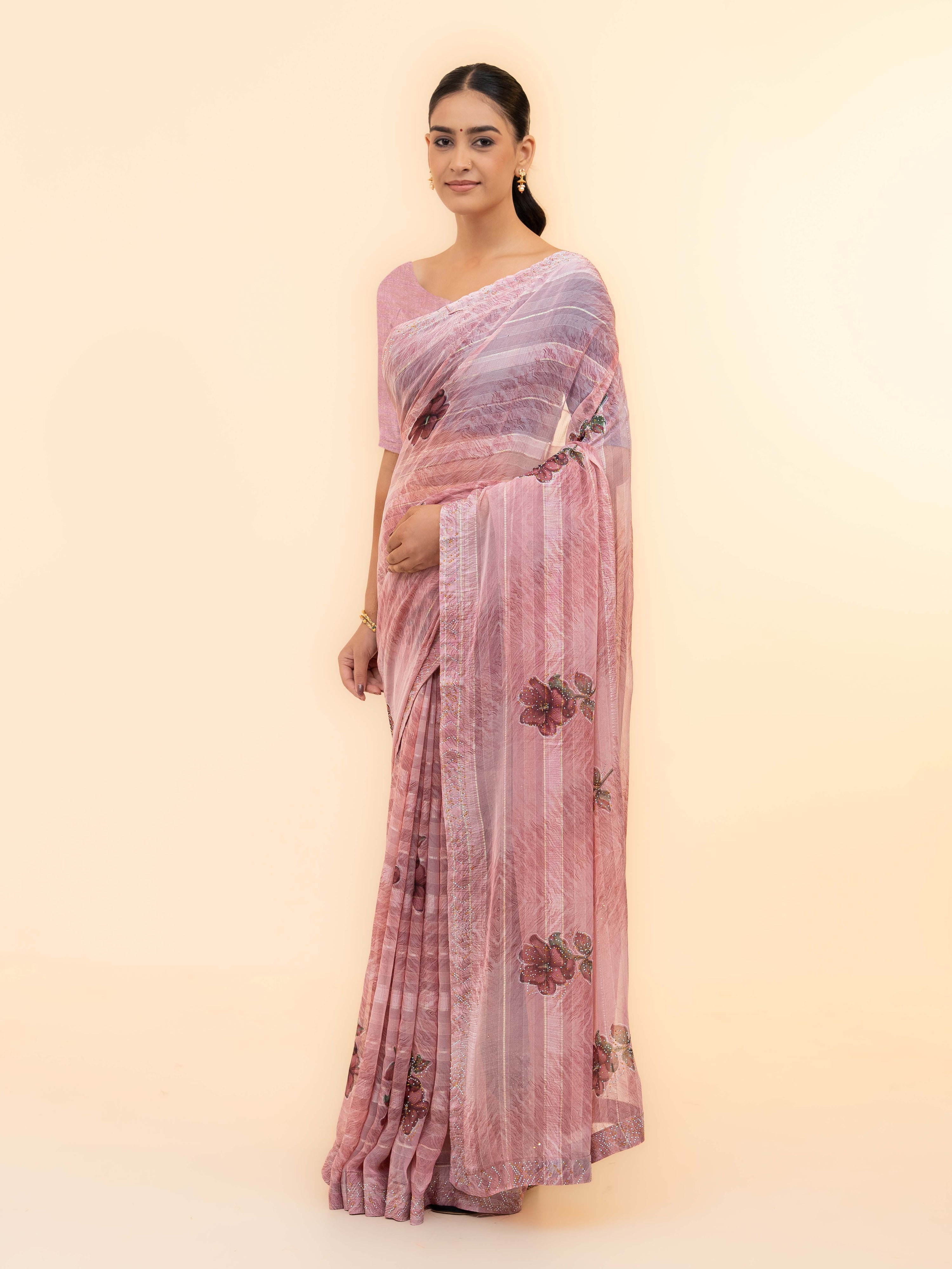 Pink Soft Georgette Saree