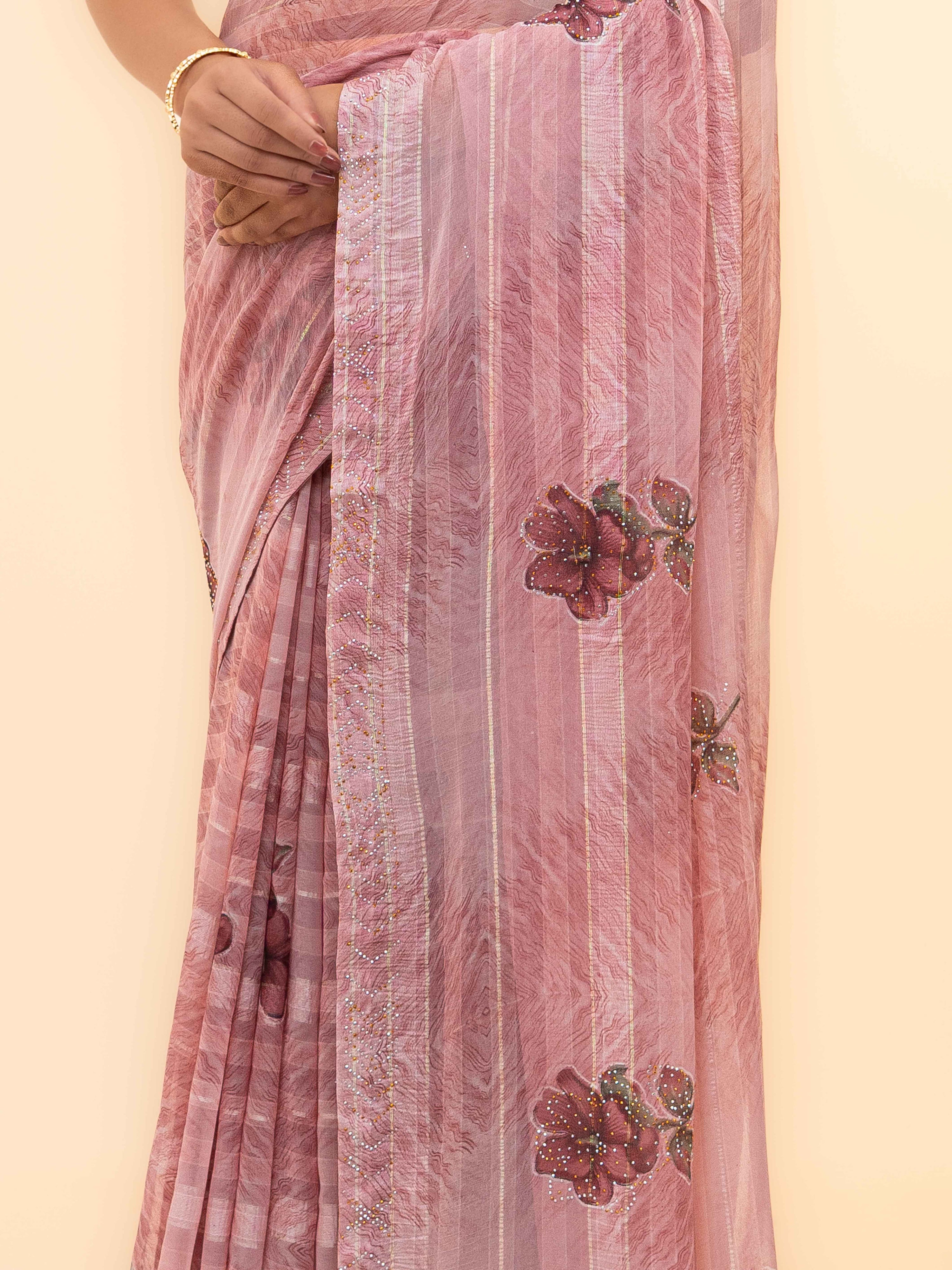 Pink Soft Georgette Saree