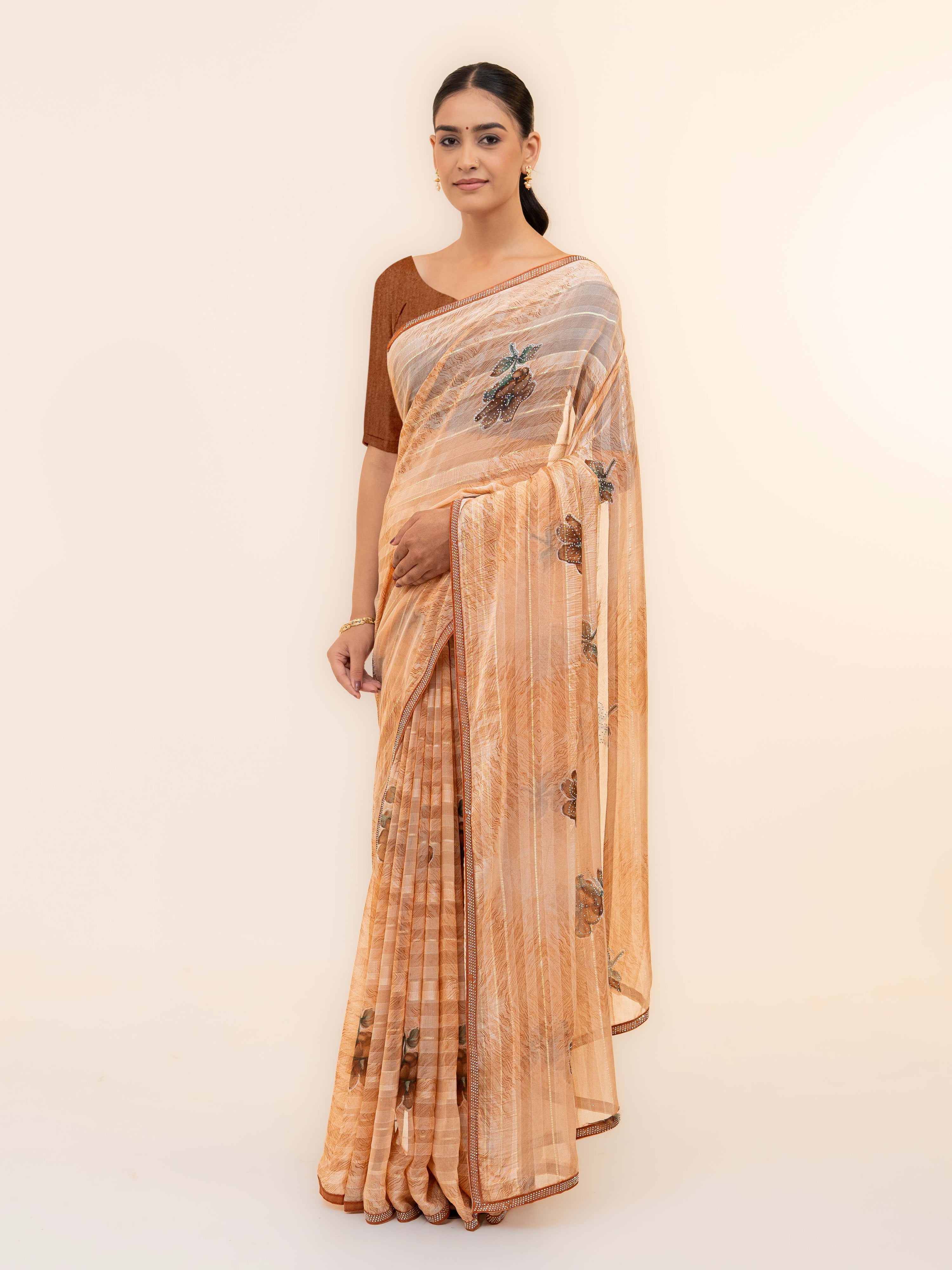 Brown Soft Georgette Saree