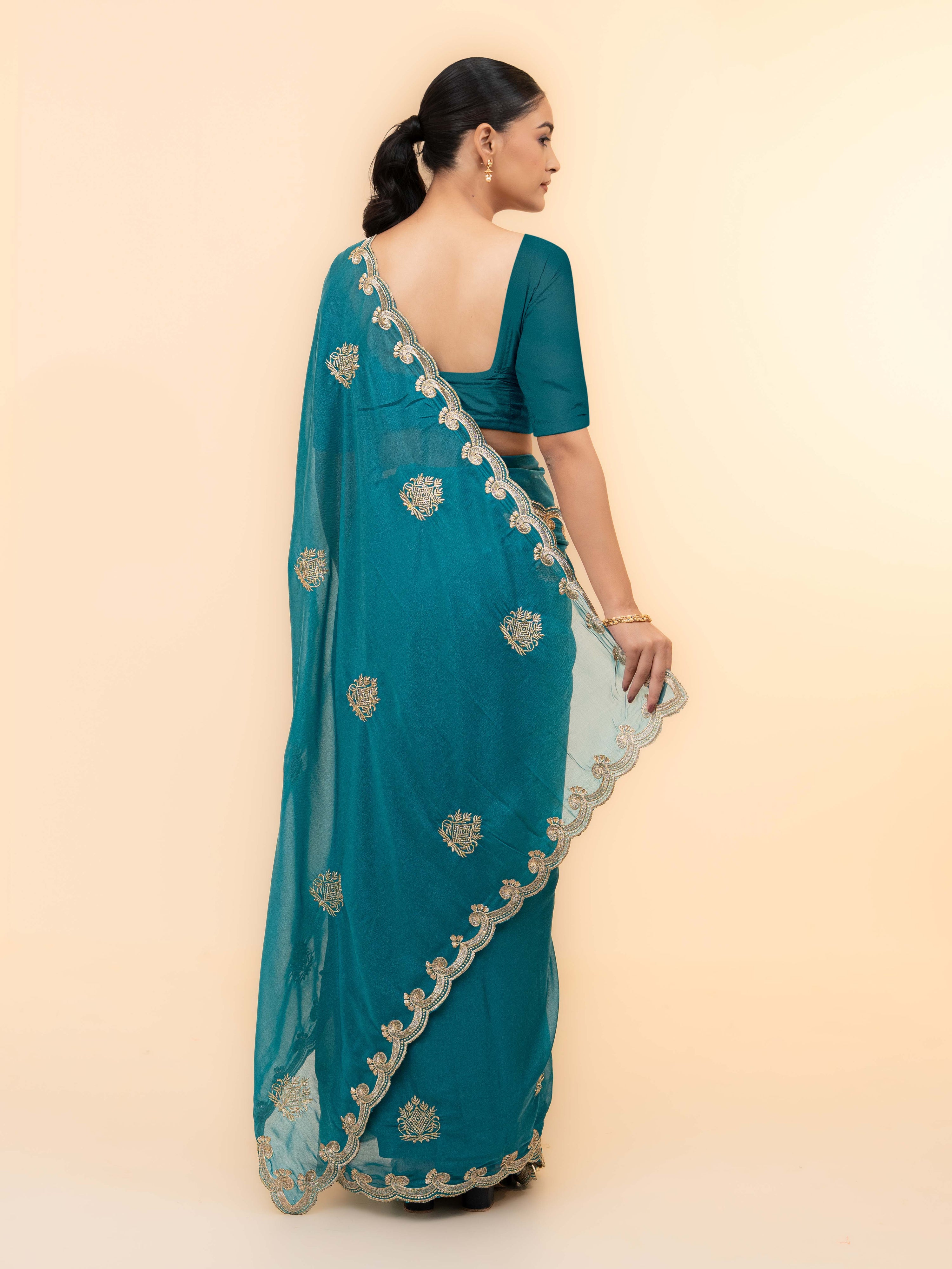 Sky Blue Georgette Saree