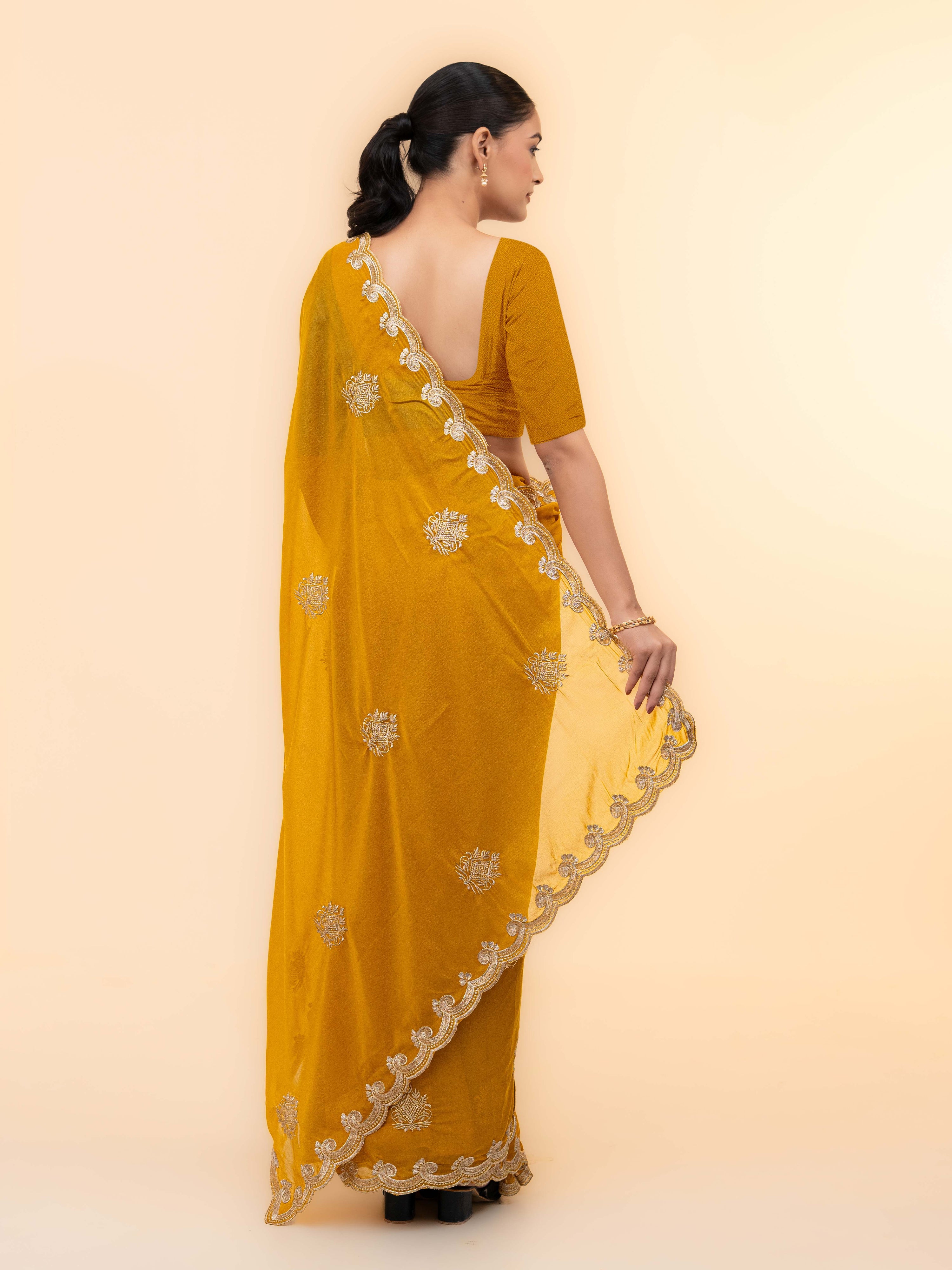 Yellow Georgette Saree