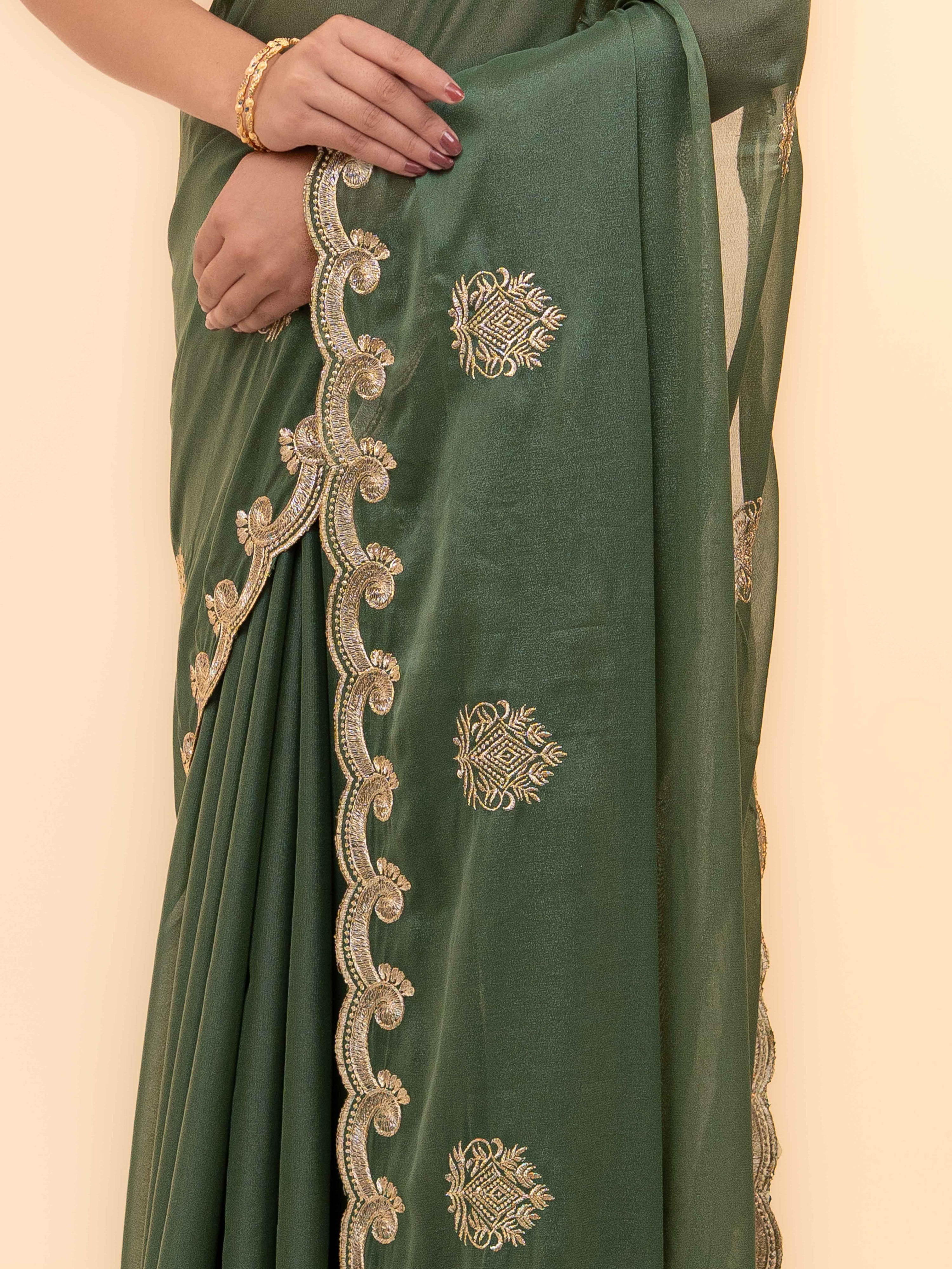 Pista Green Georgette Saree