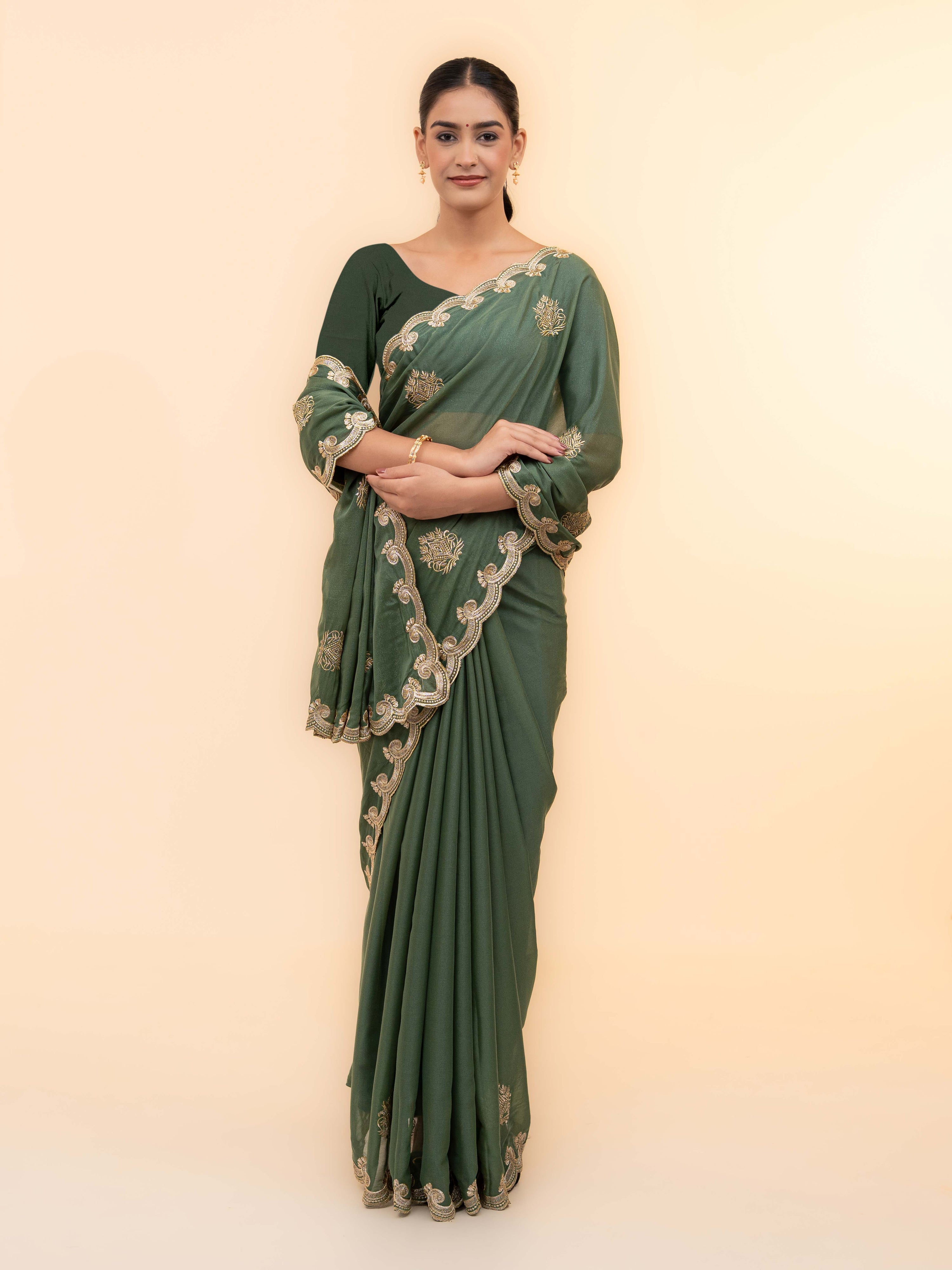 Pista Green Georgette Saree