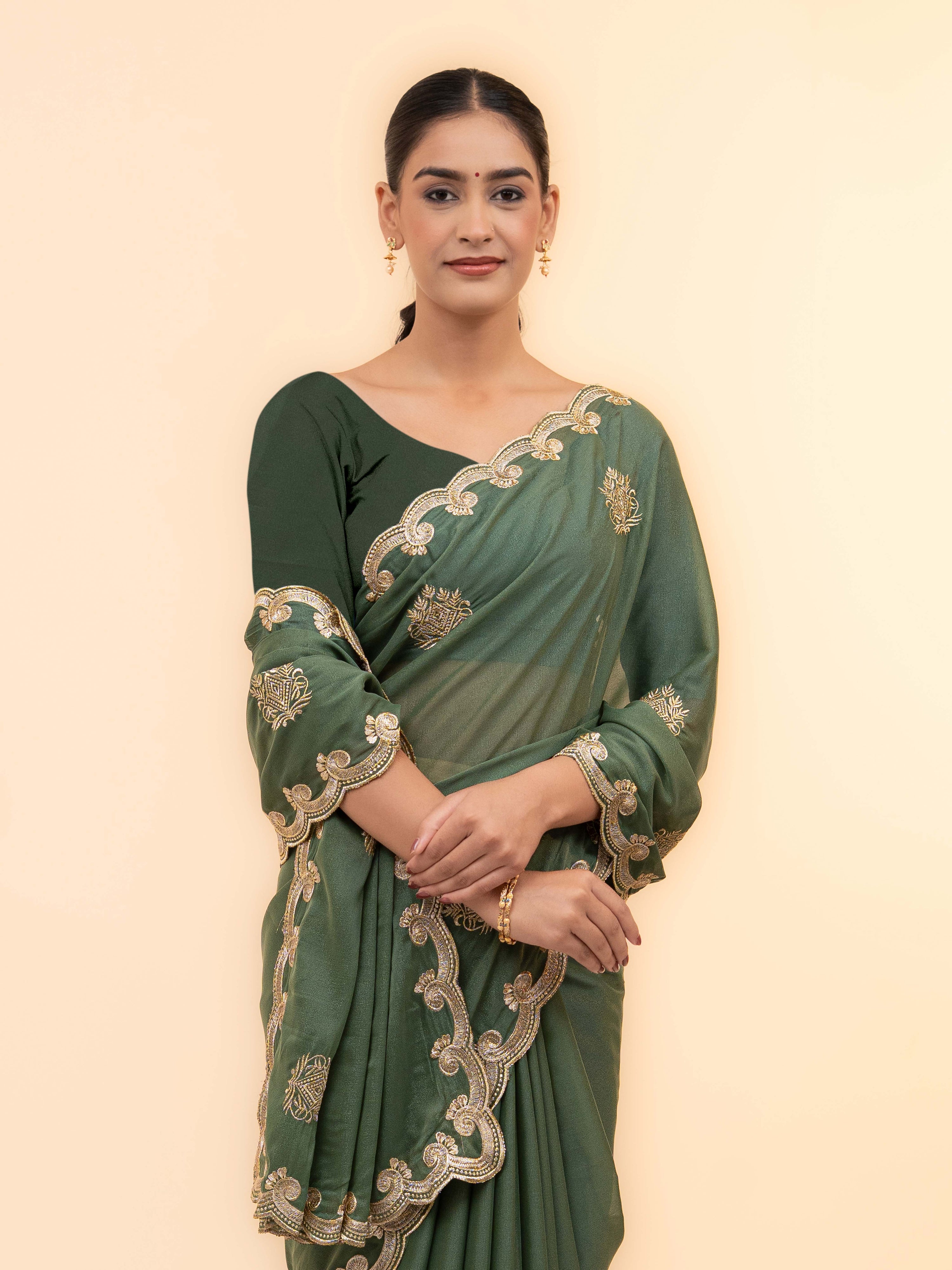 Pista Green Georgette Saree
