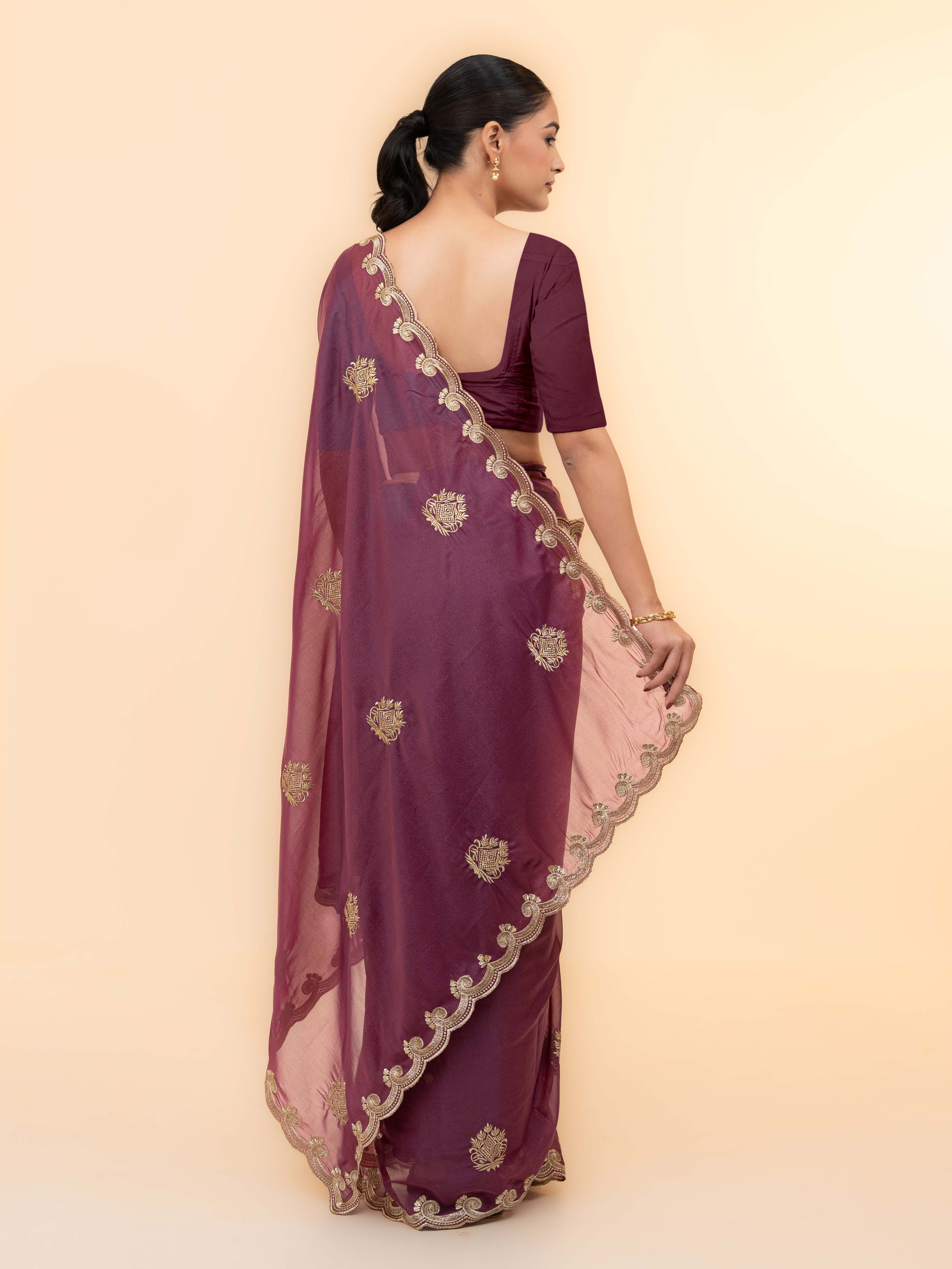 Rose purple Georgette Saree
