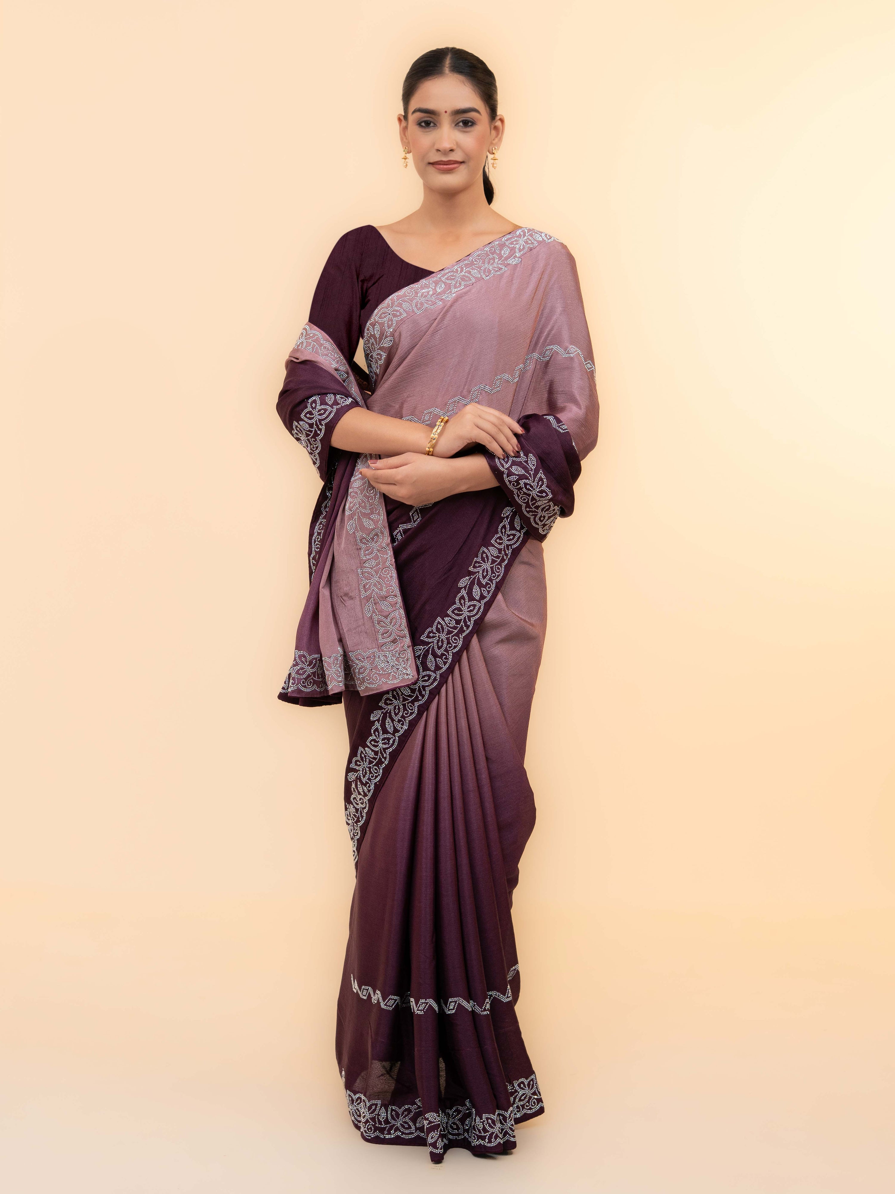 Brown & Coffee Minakari Silk Saree