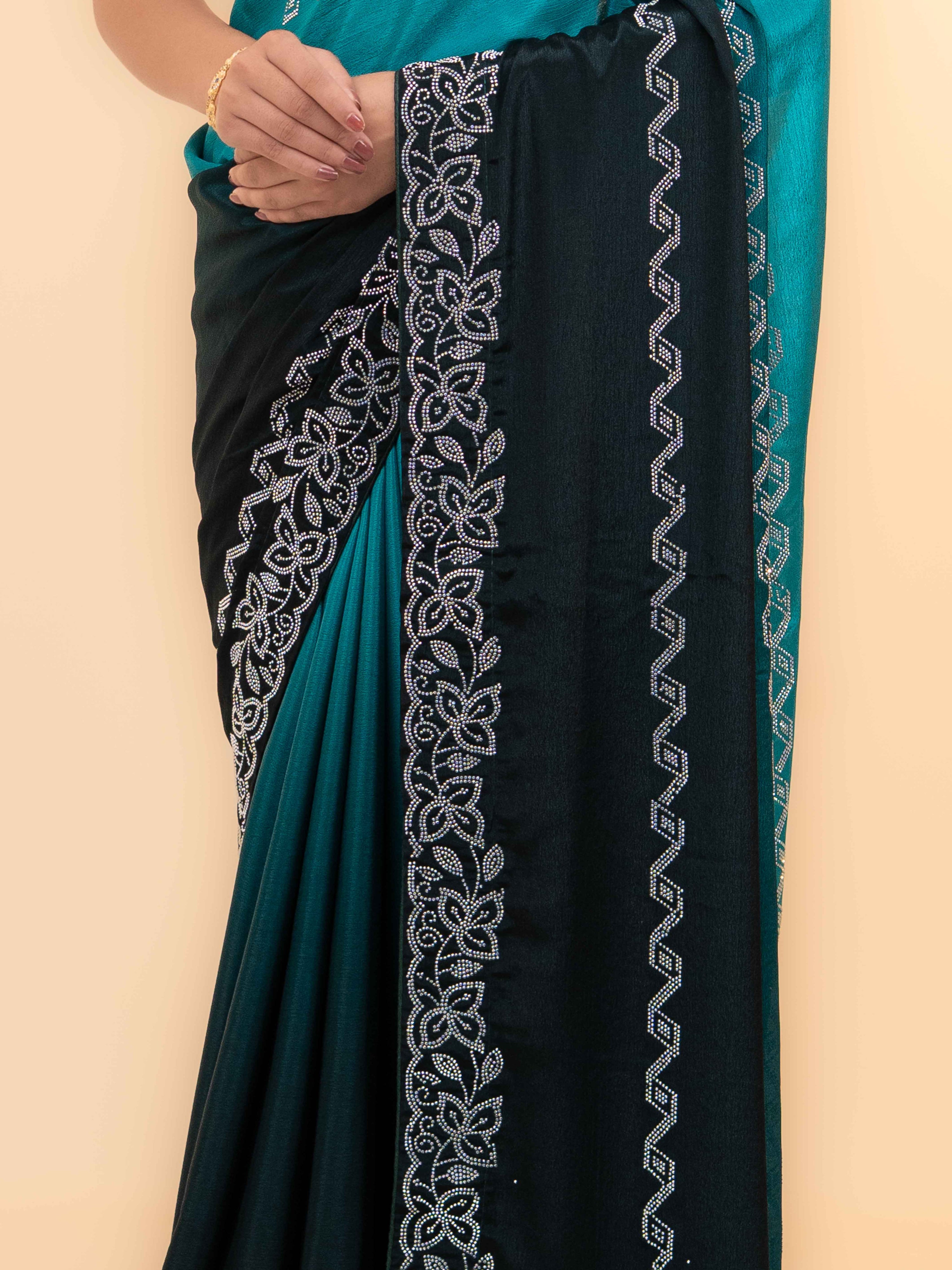 Blue & Black Minakari Silk Saree