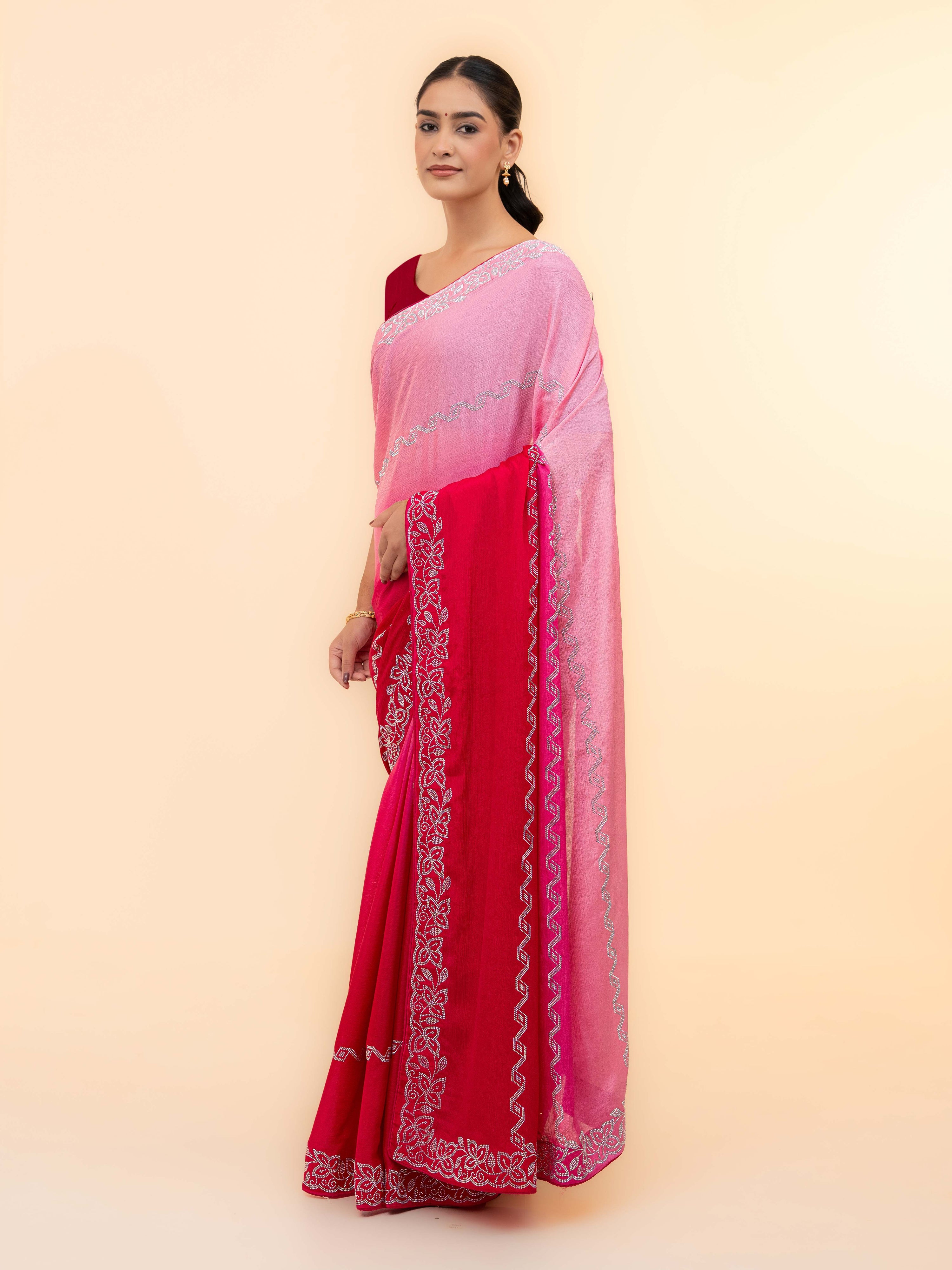 Pink & Rani Pink Minakari Silk Saree