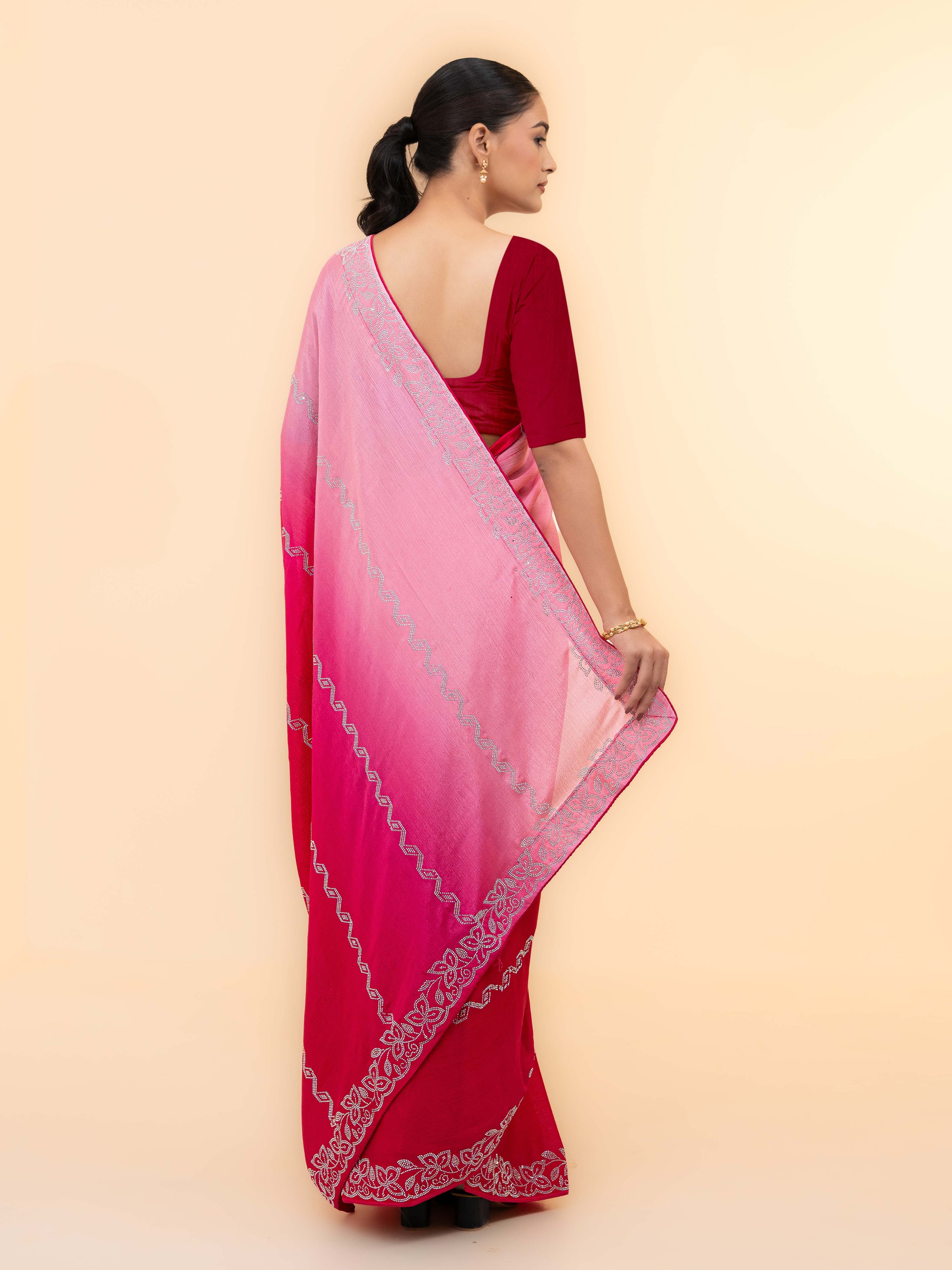 Pink & Rani Pink Minakari Silk Saree
