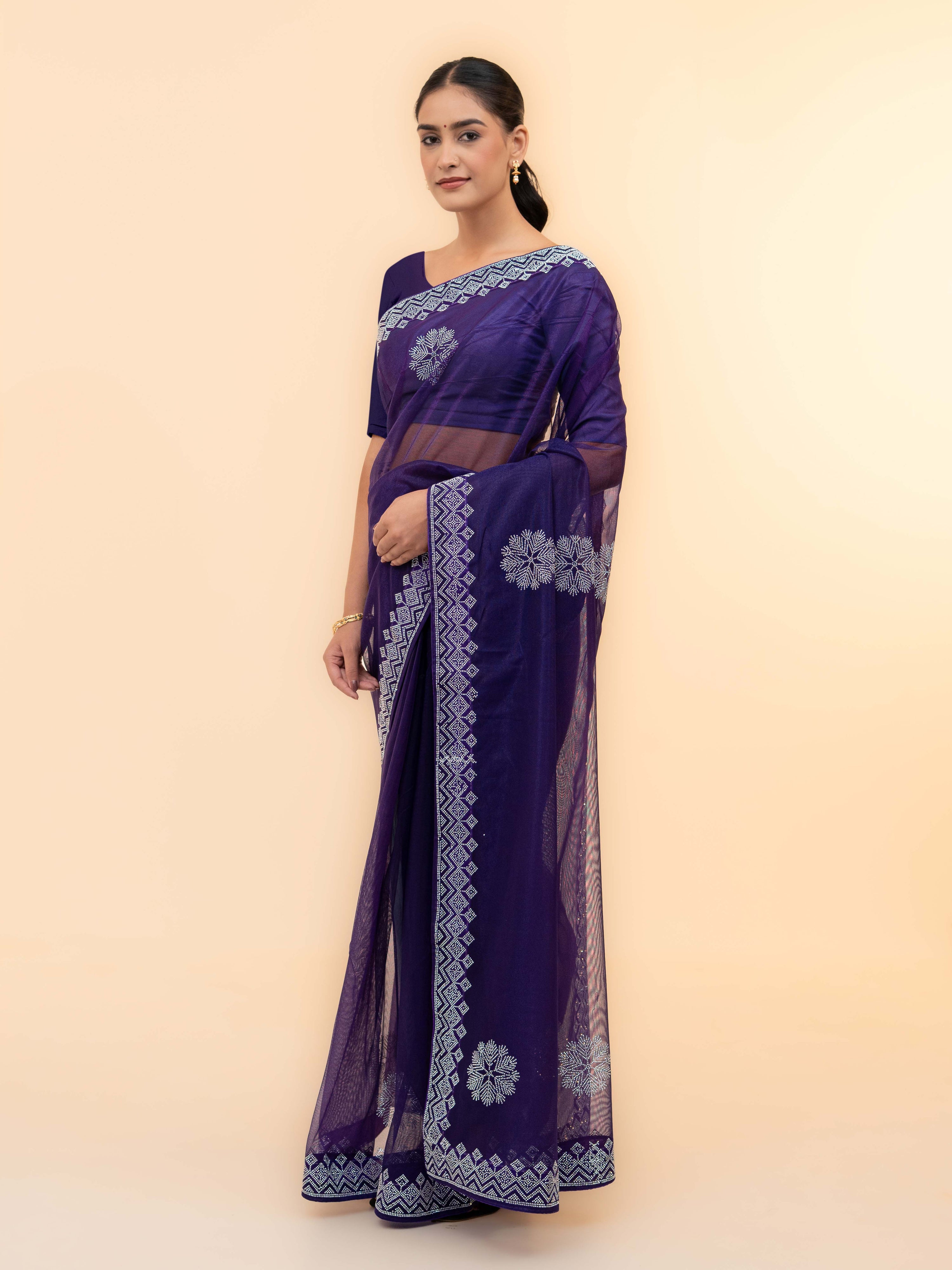Purple Soft Net Saree