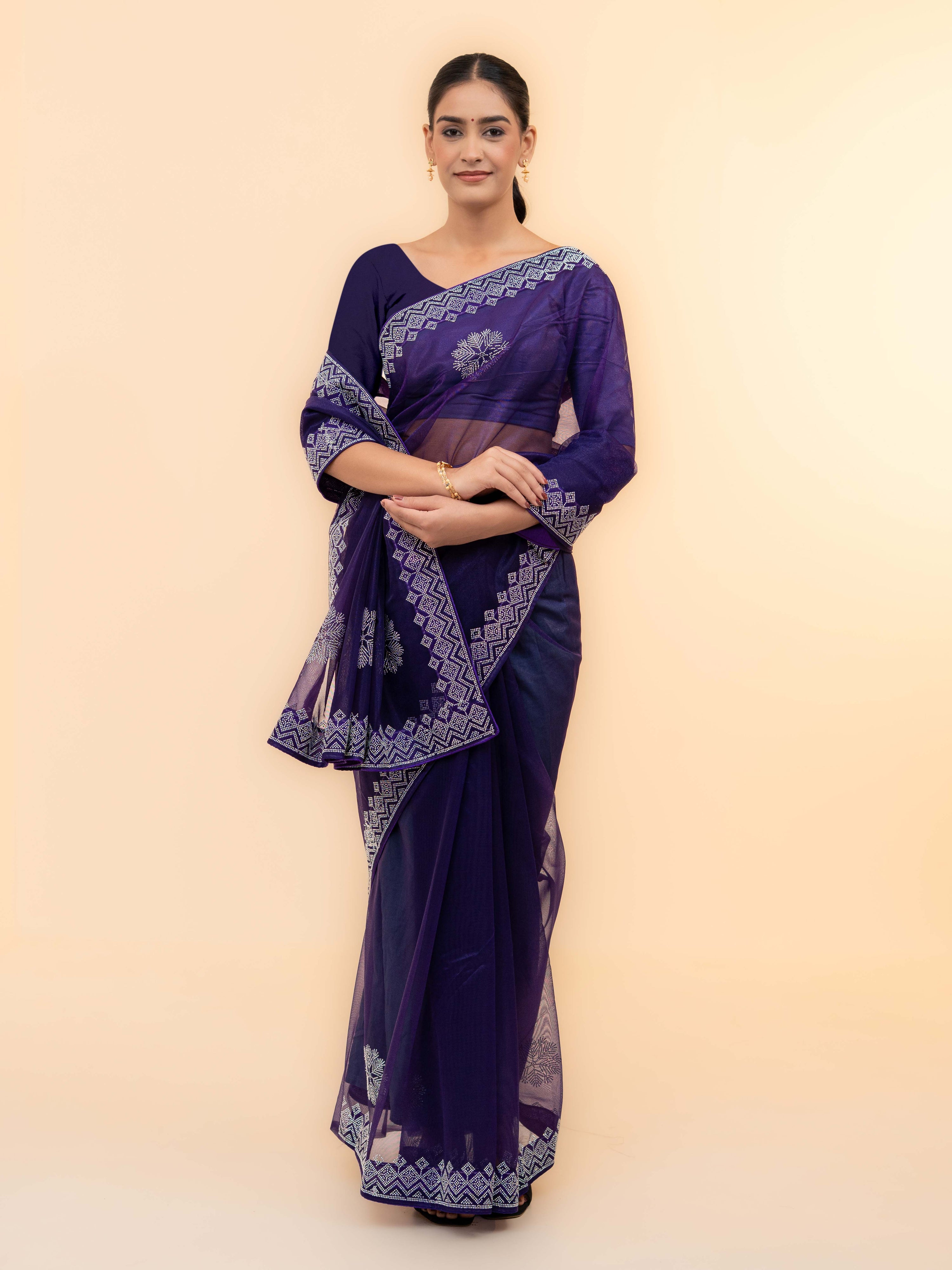 Purple Soft Net Saree