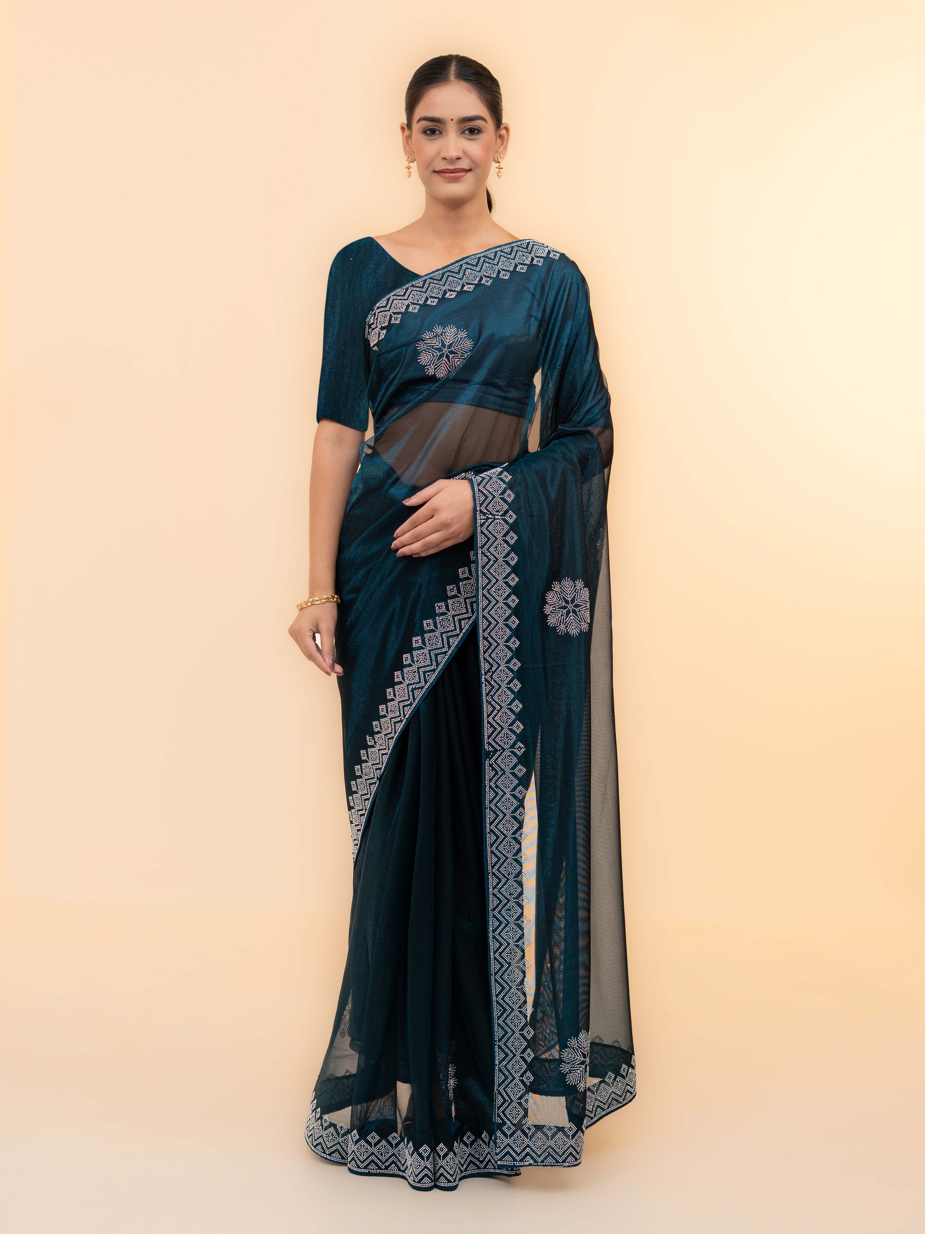 Navy Blue Soft Net Saree
