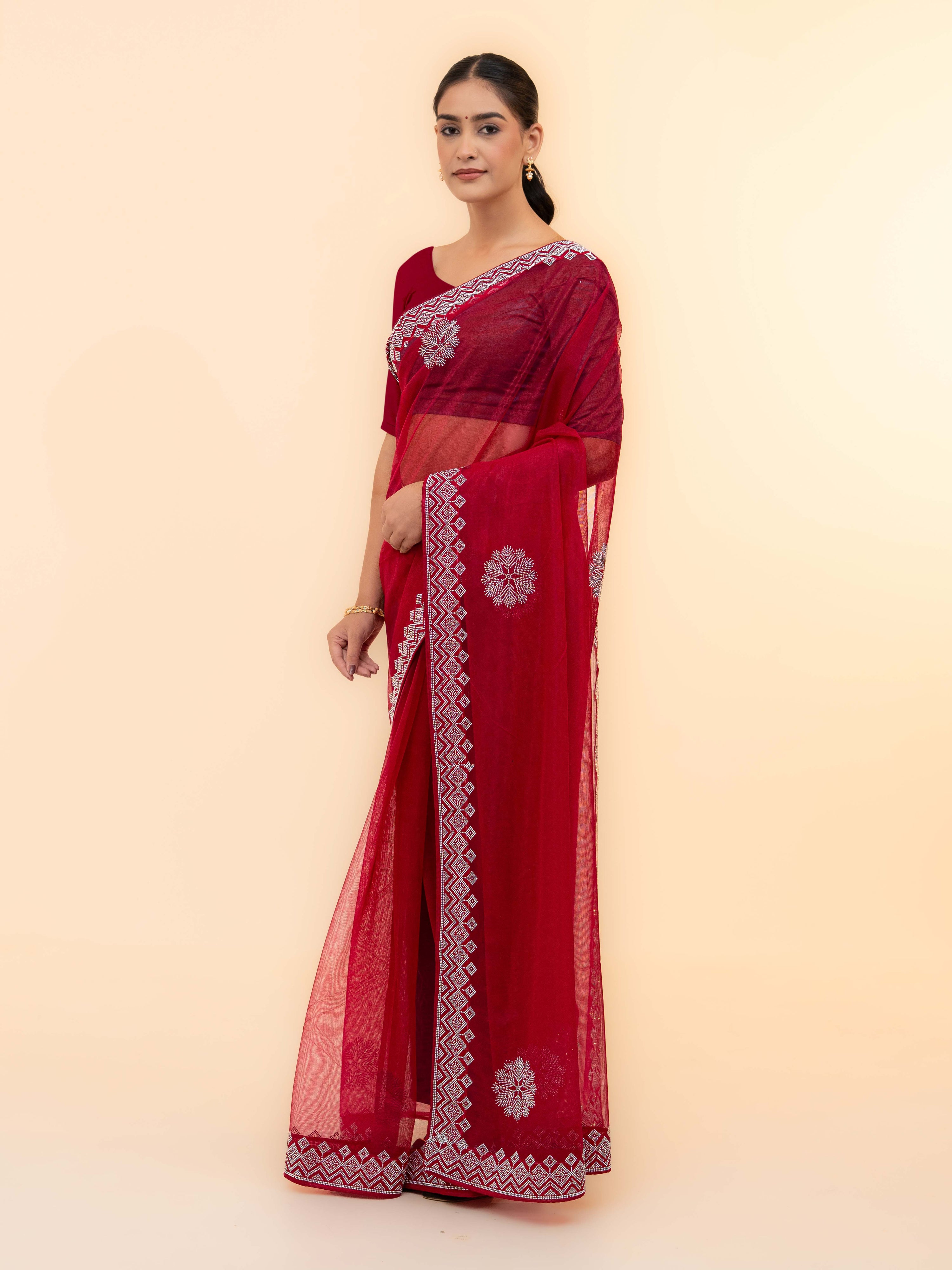 Rani Pink Soft Net Saree