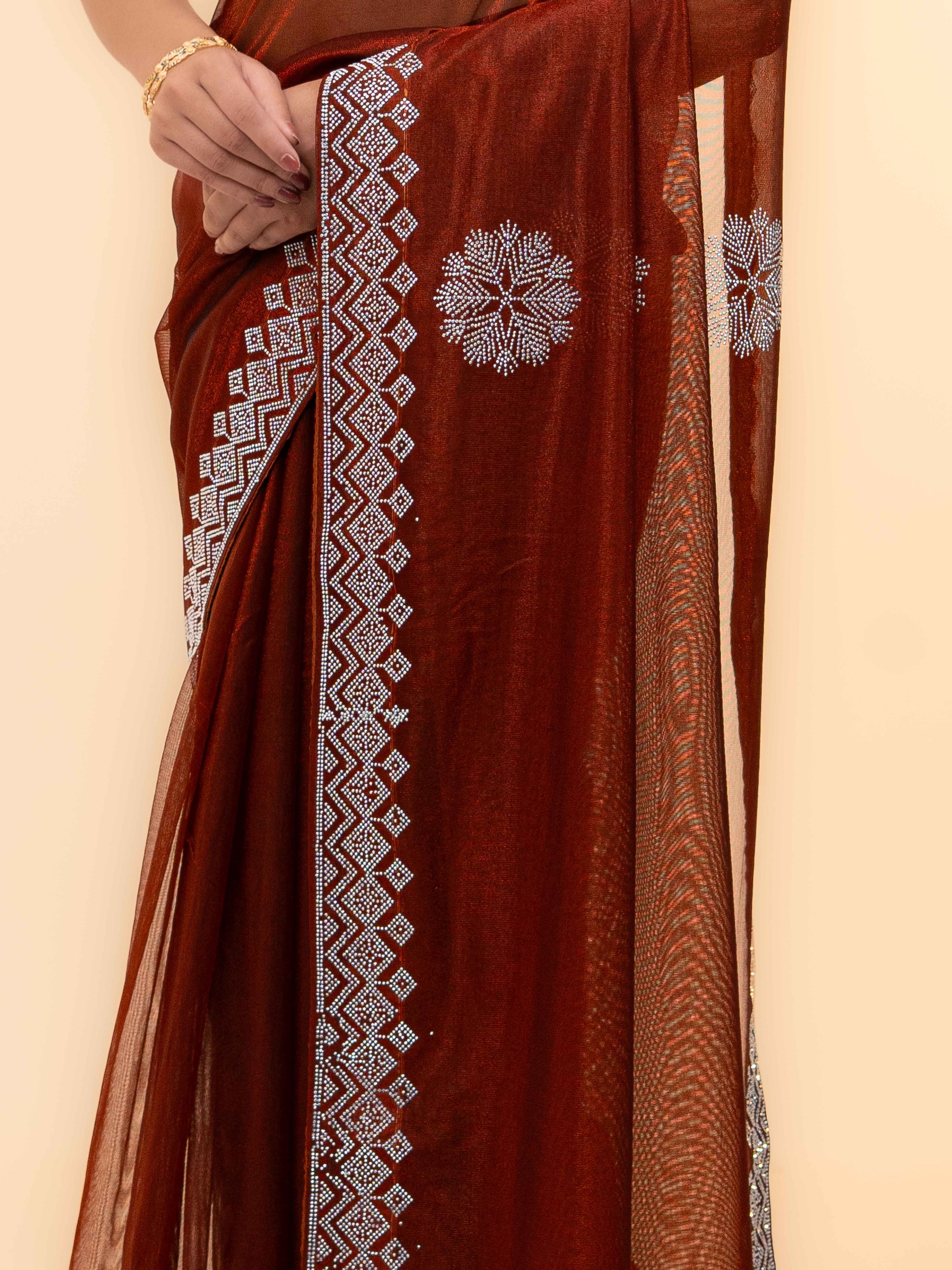 Brown Soft Net Saree