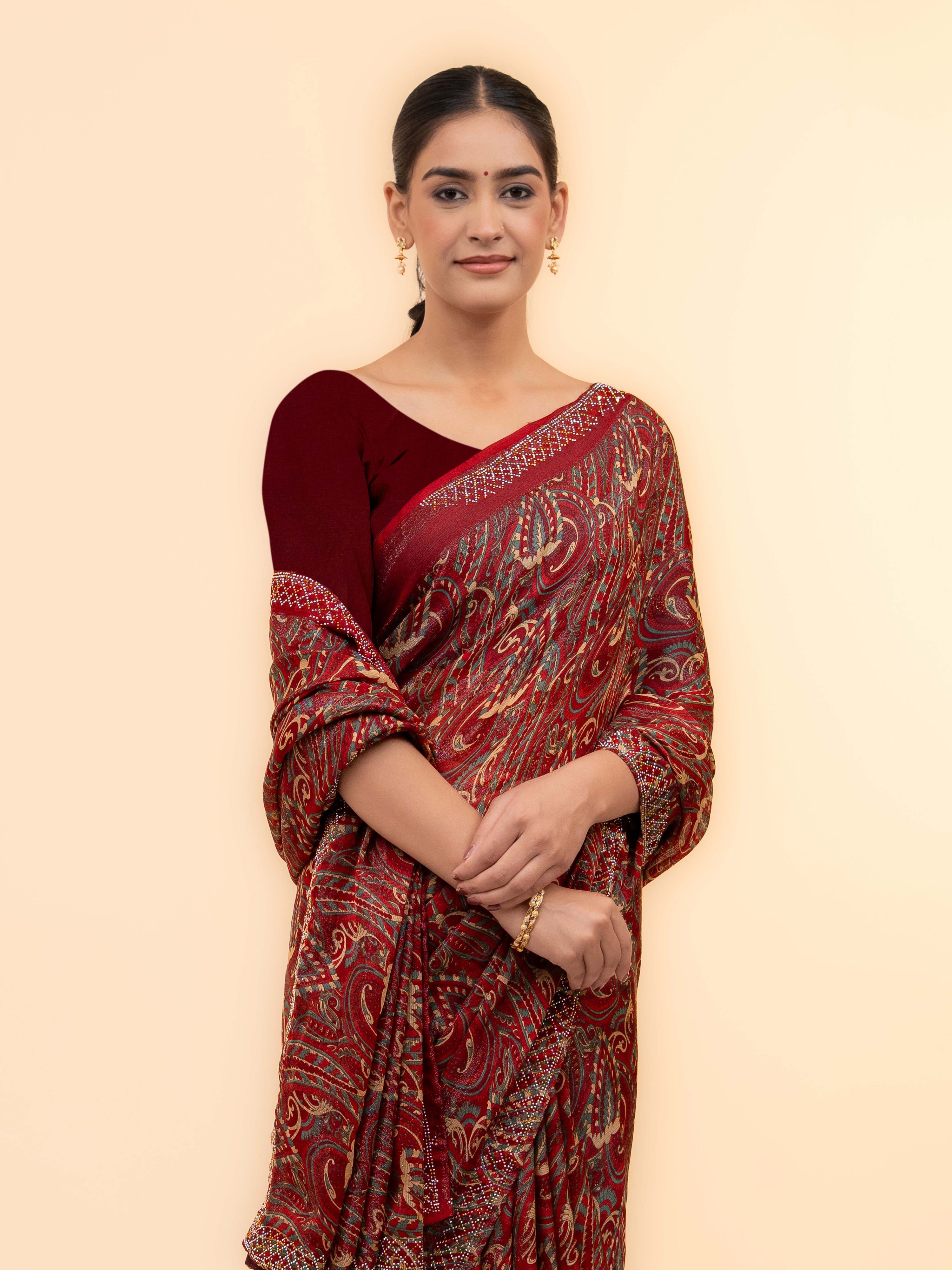 Maroon Soft Georgette Saree